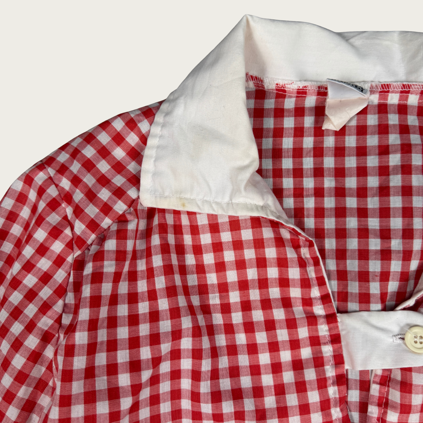 (S/M) 70s Red Gingham Mini Dress/Tunic
