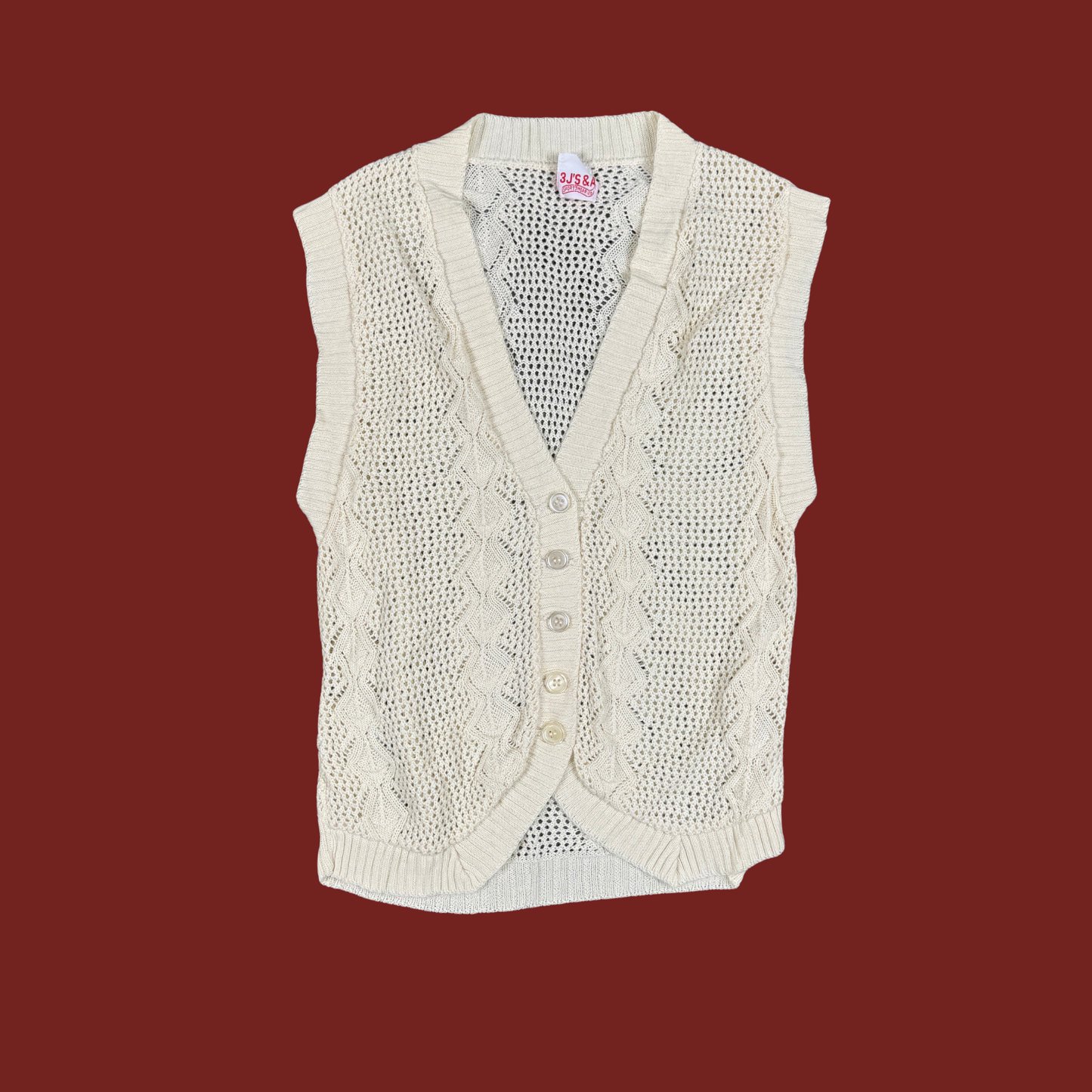 (XS/S) 70s/80s Cream Knit Vest Top