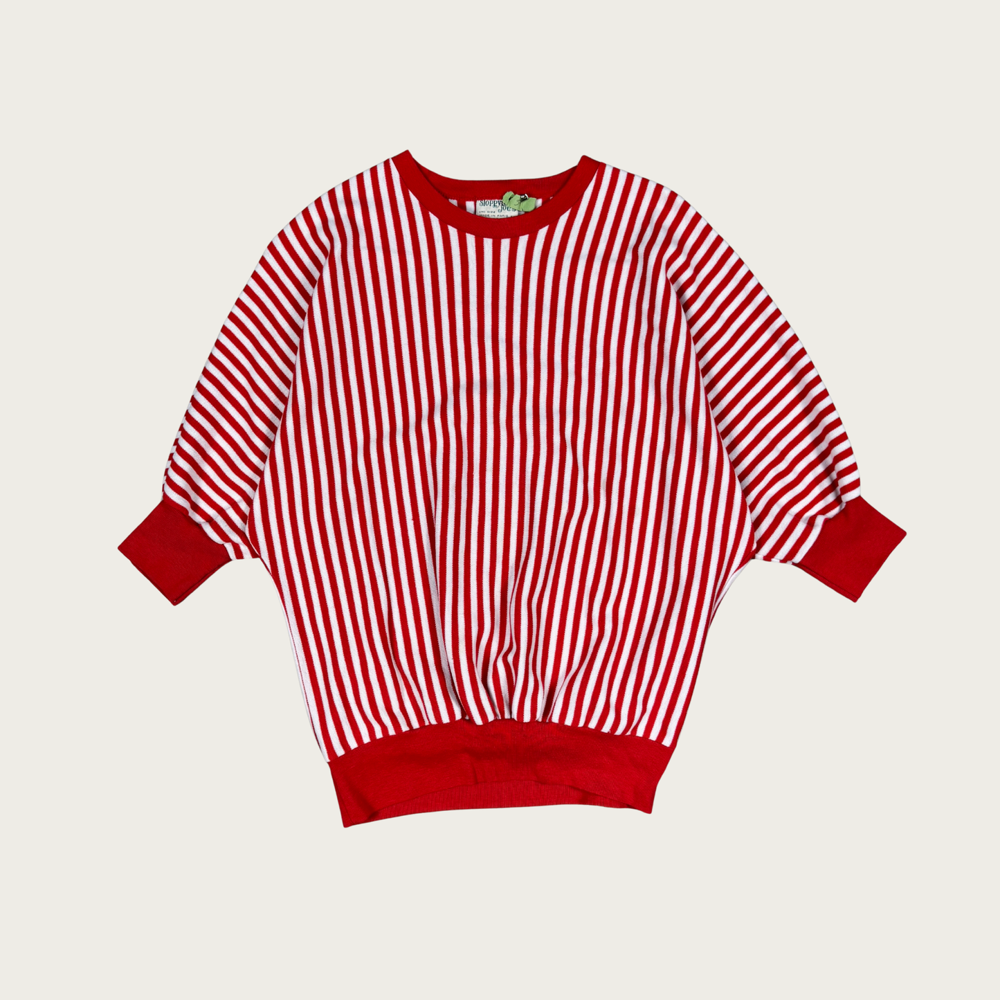 (S) 80s Red/White Striped Dolman Top