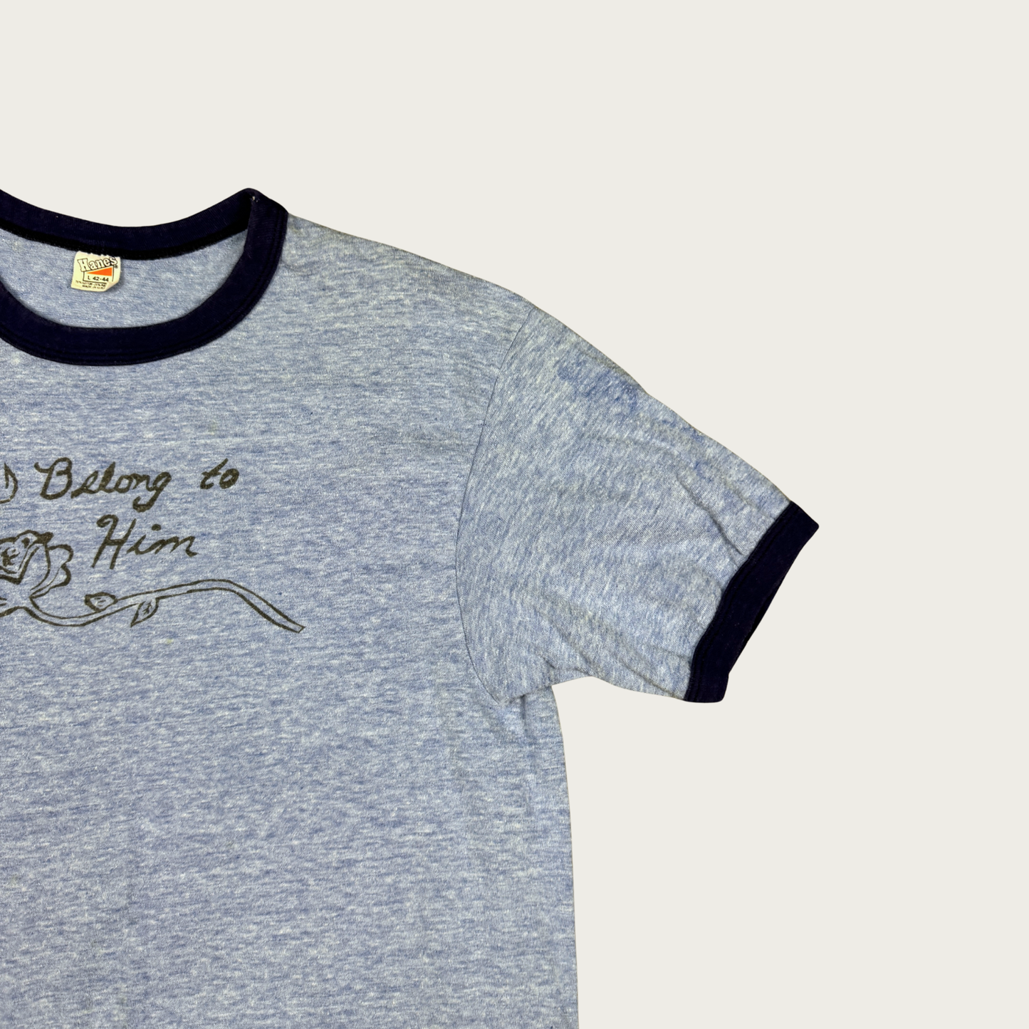 (M/L) 70s/80s "I Belong To Him" Rose Ringer Tee