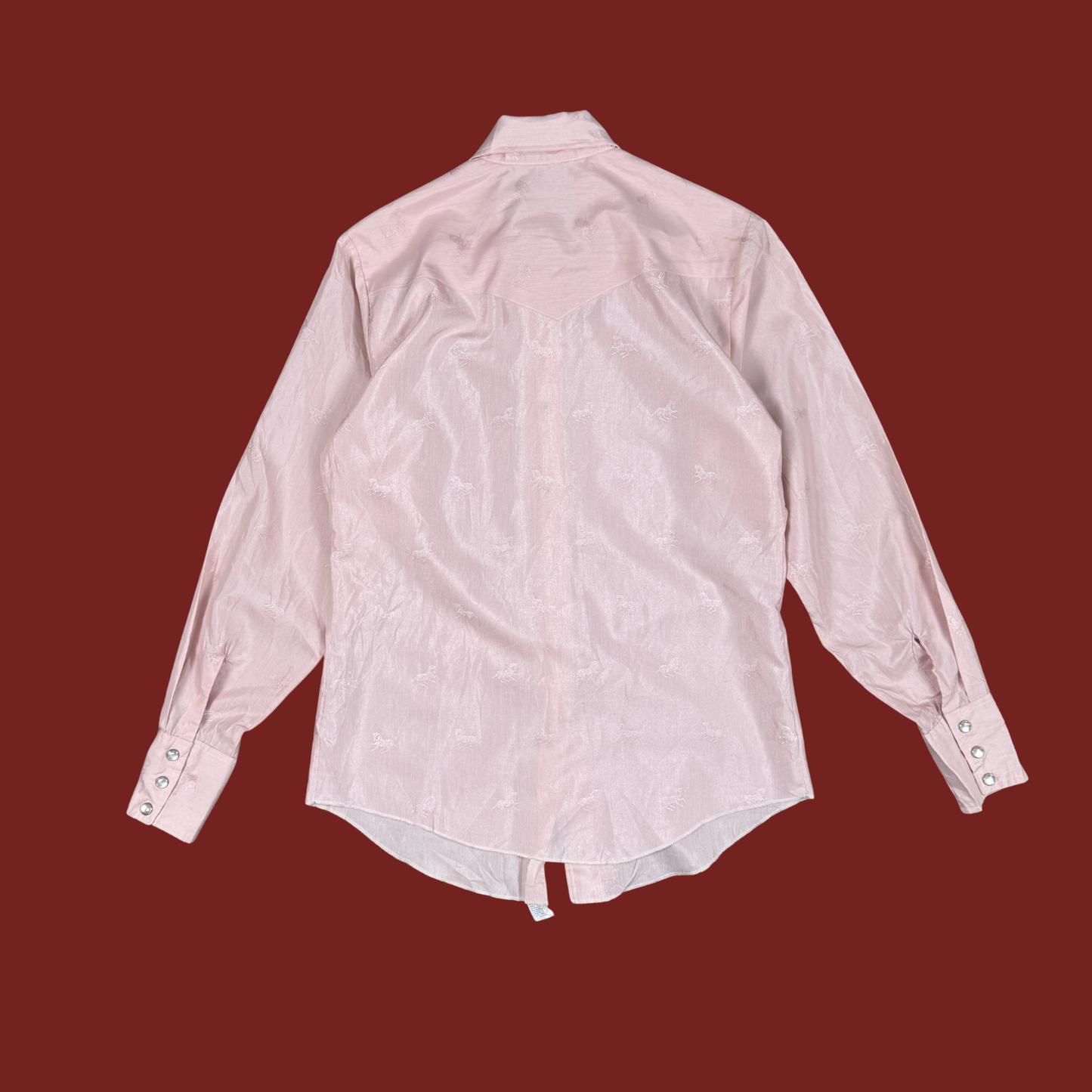 (M/L) 70s/80s H Bar C Pink Horse Print Western Shirt