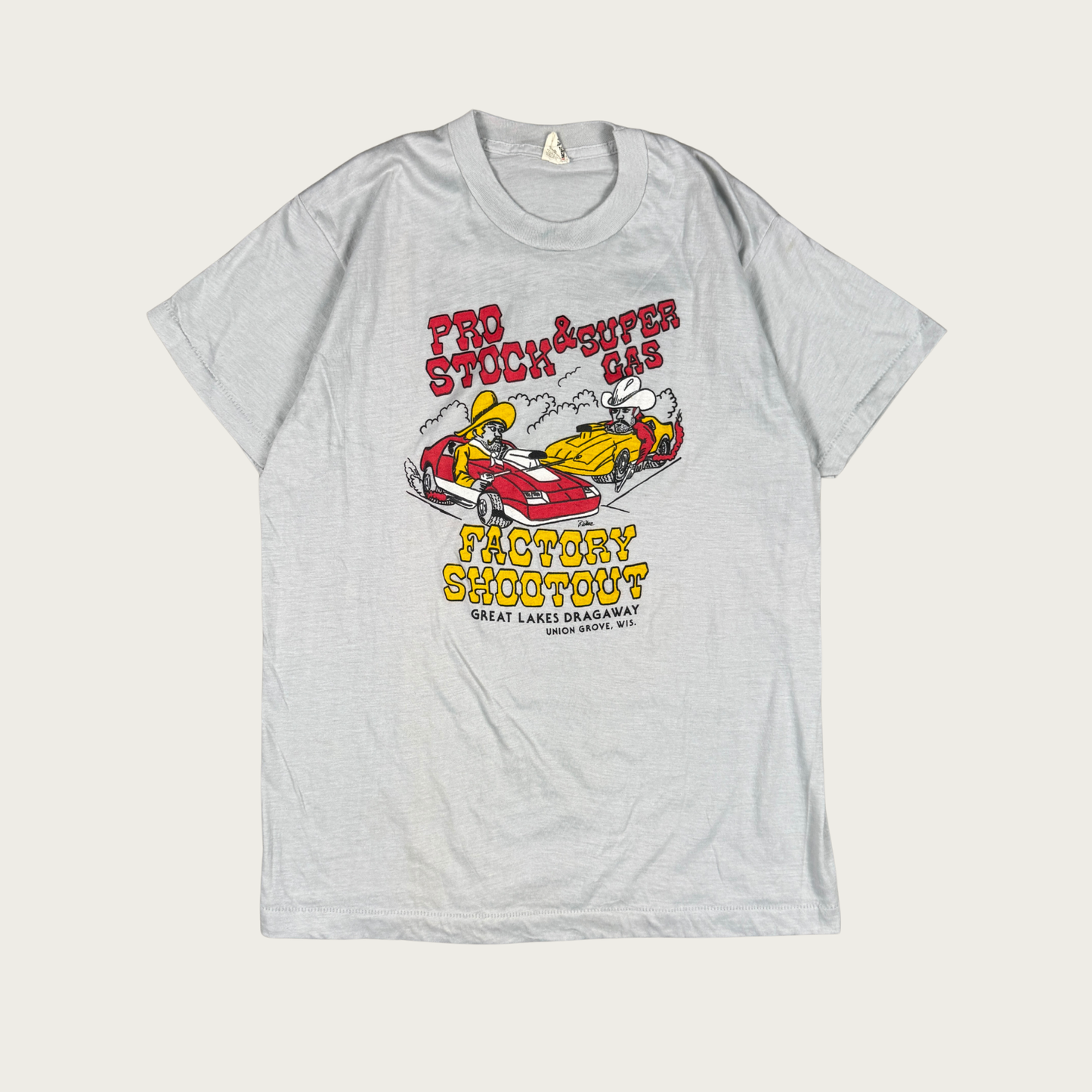 (L) 80s "Factory Shootout" Cartoon Tee