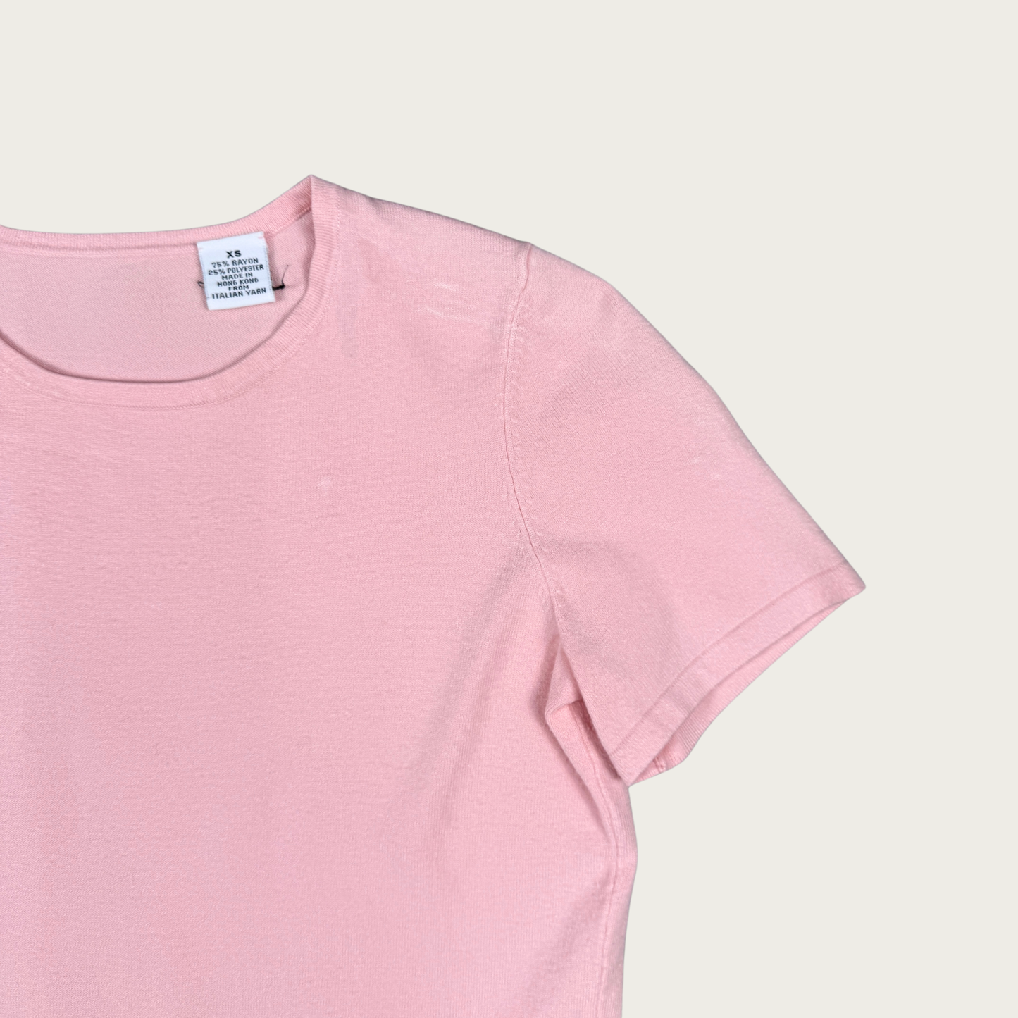 (XS) 90s/Y2K Pink Knit Baby Tee