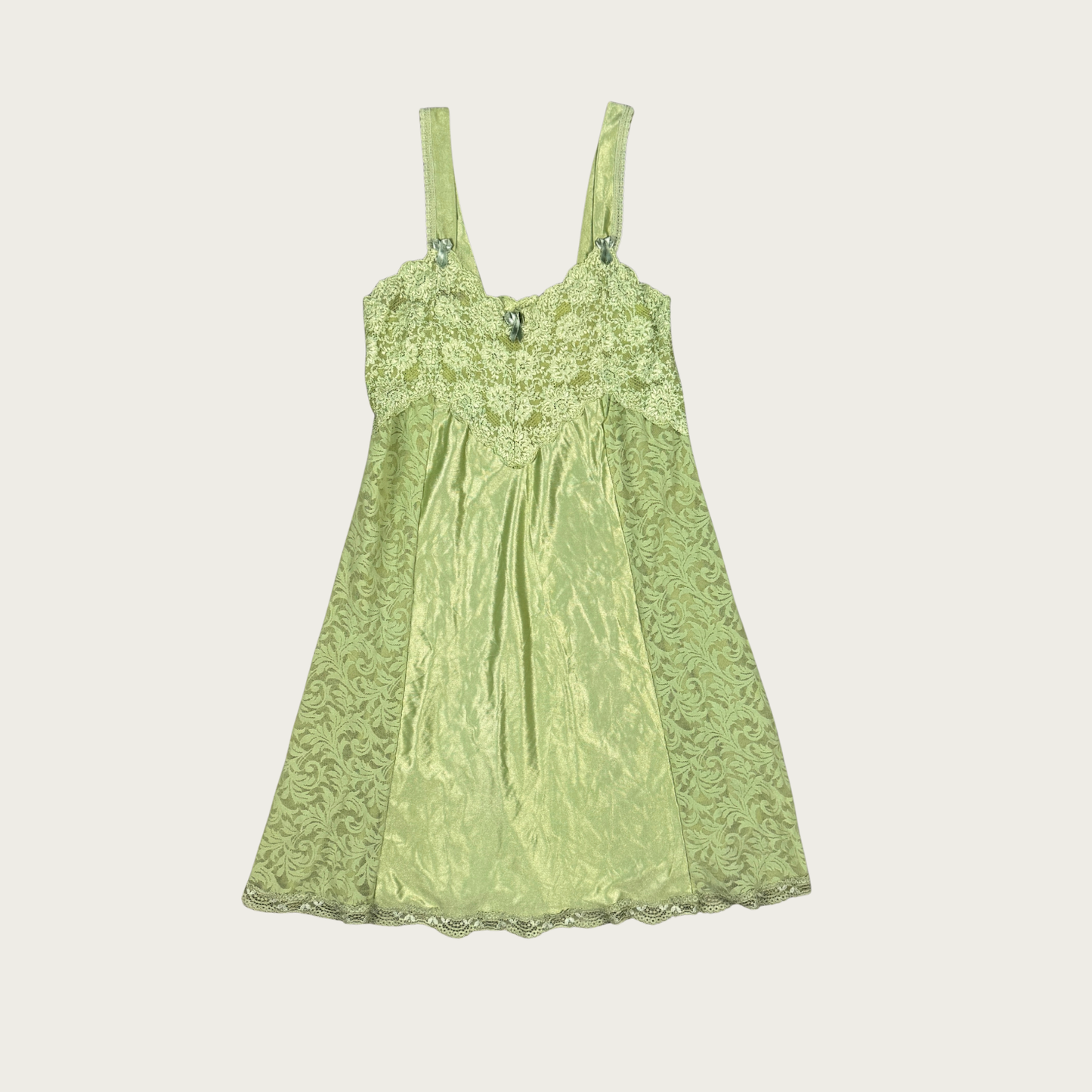 (M) Vintage Green Lace Slip Dress