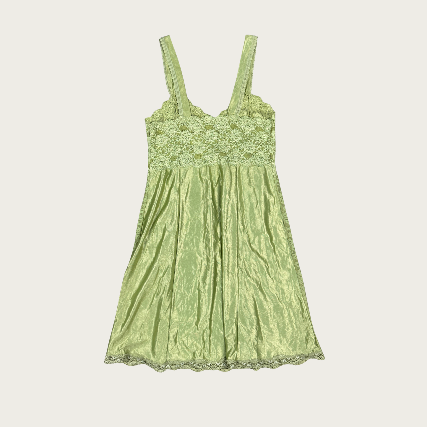 (M) Vintage Green Lace Slip Dress