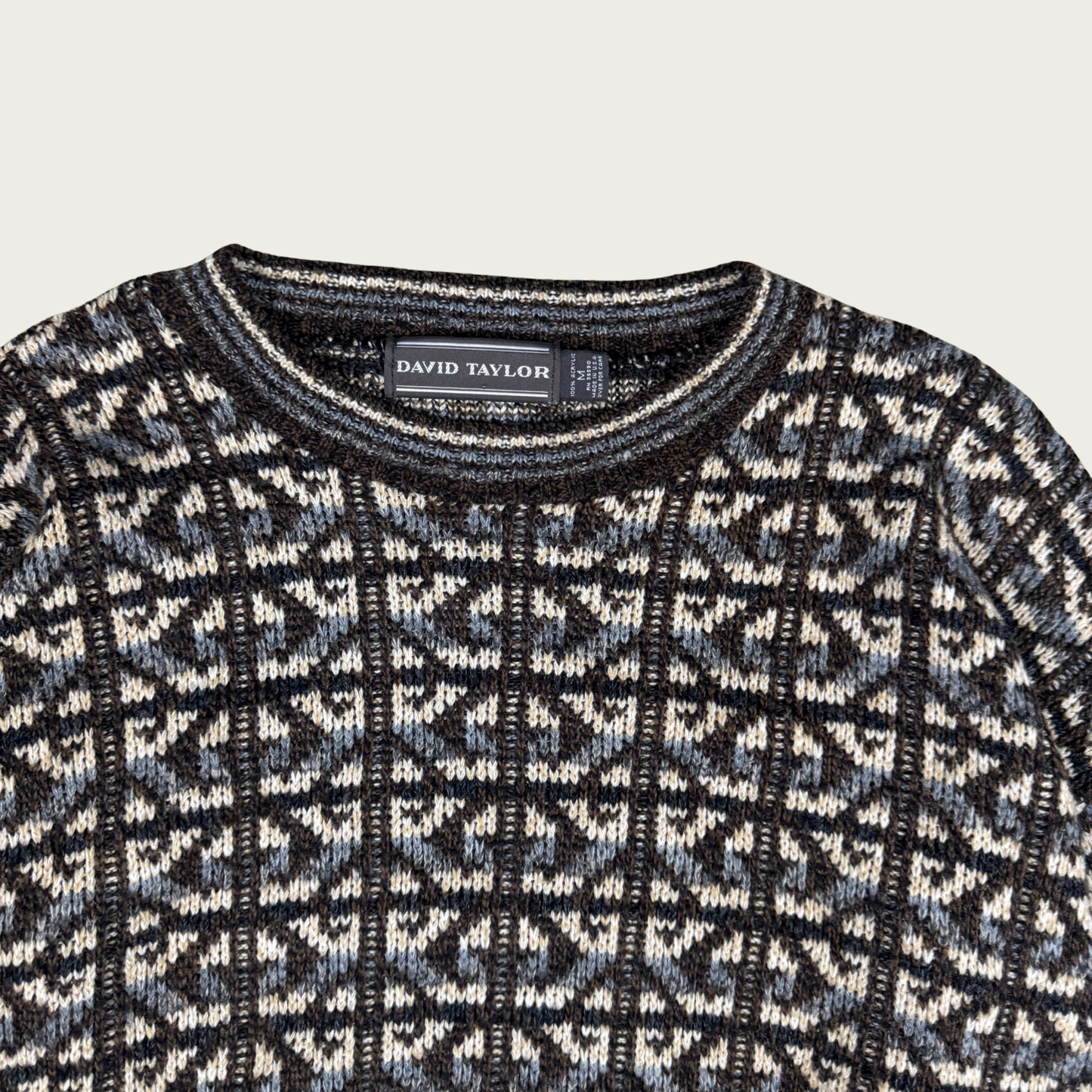 (M/L) 90s Brown/Blue Knit Sweater