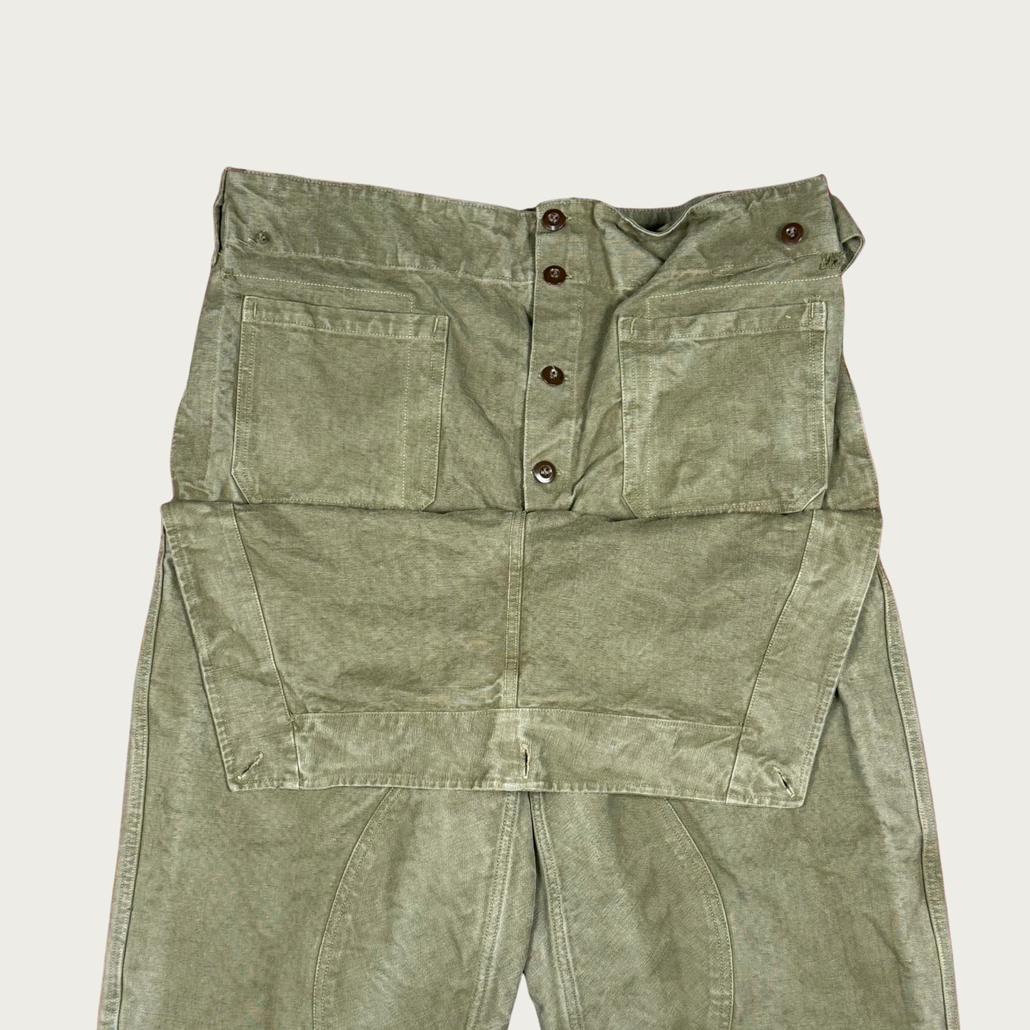 (Up to 38") 1950s French Military Stone Washed Motorcycle Pants