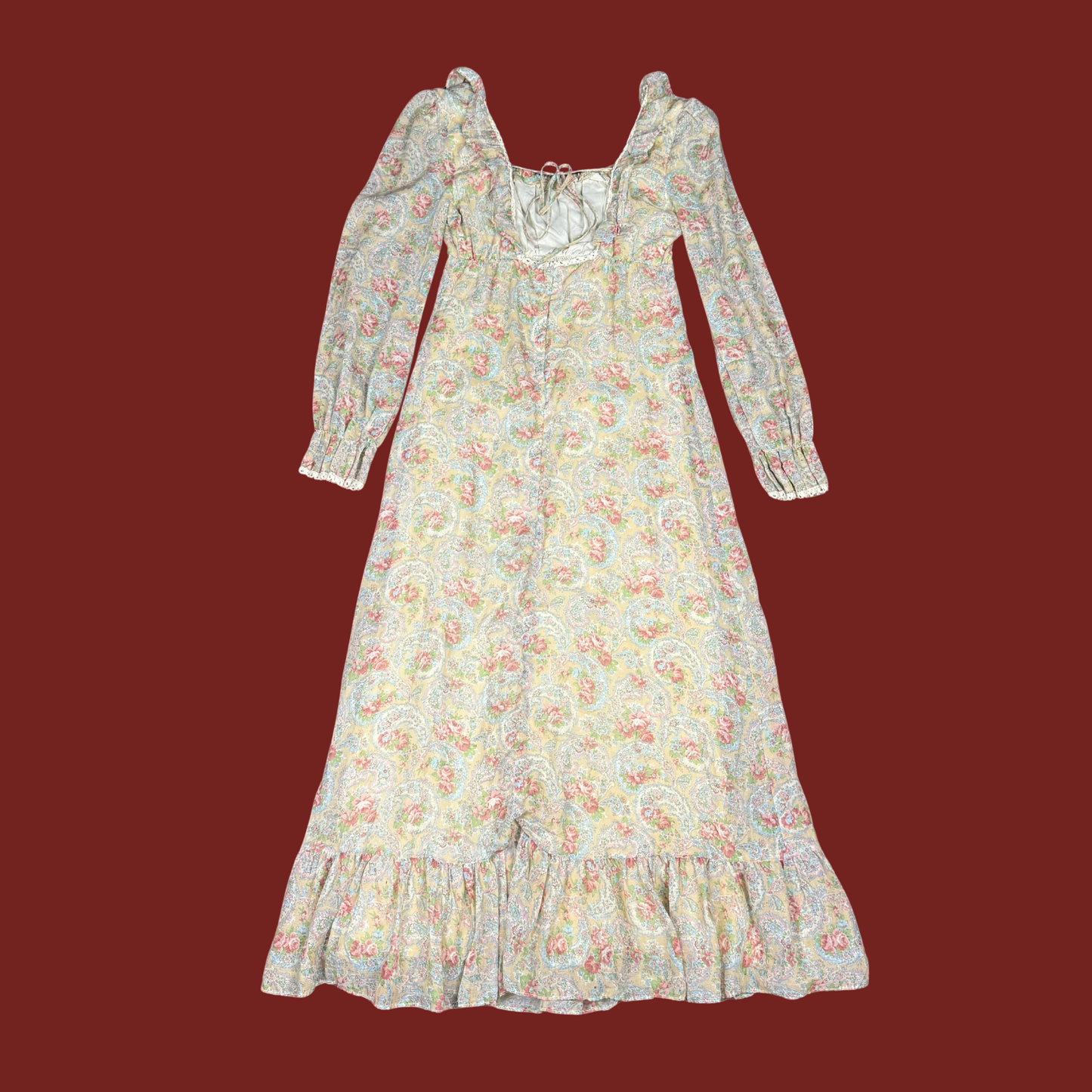 (S/M) 60/70s Floral Prairie Maxi Dress