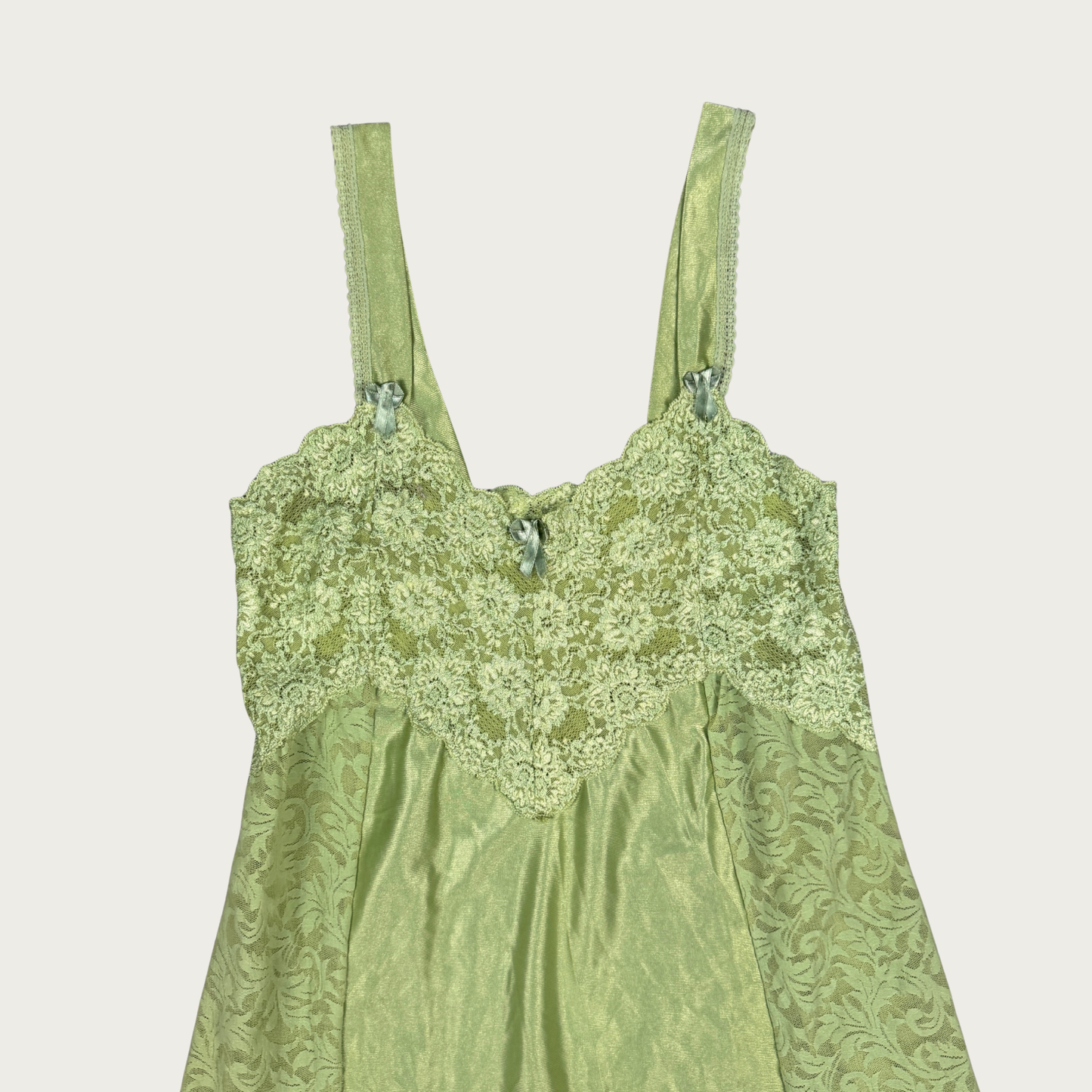 (M) Vintage Green Lace Slip Dress