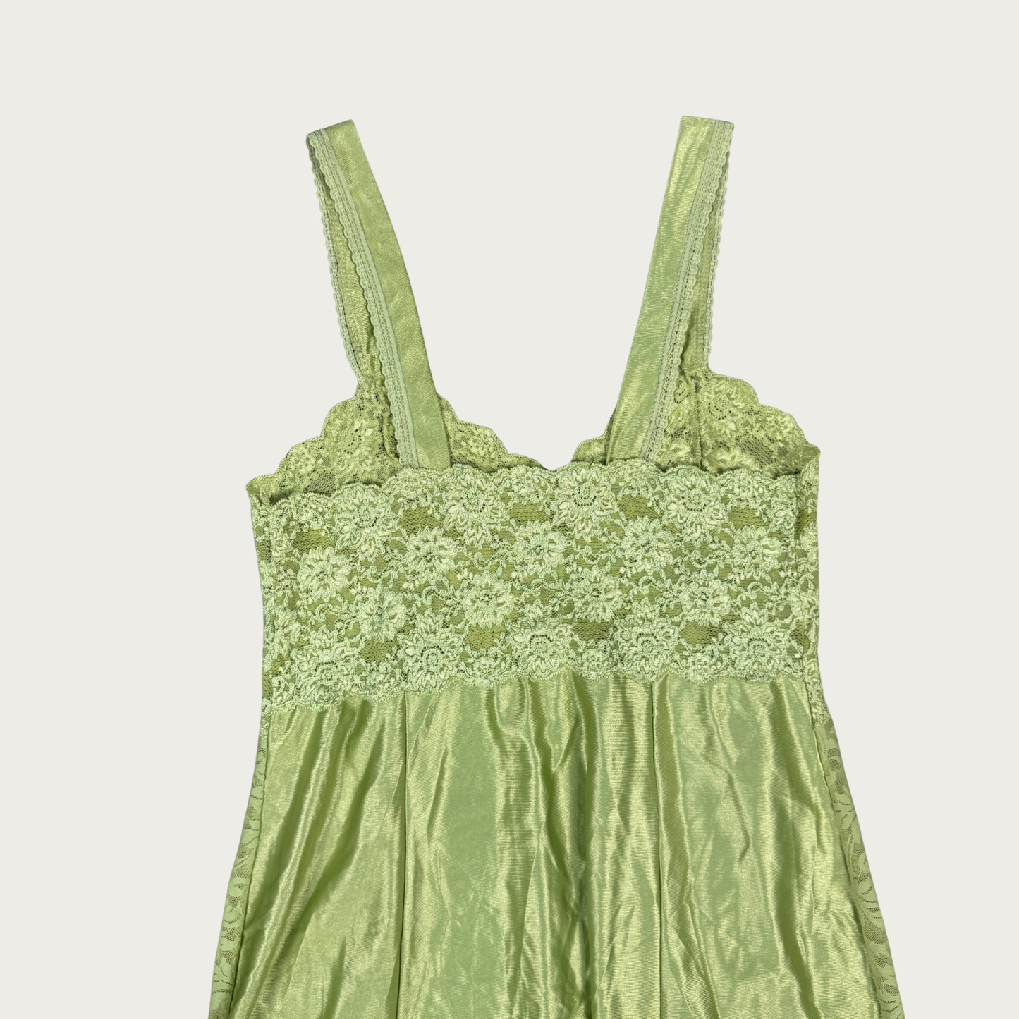 (M) Vintage Green Lace Slip Dress
