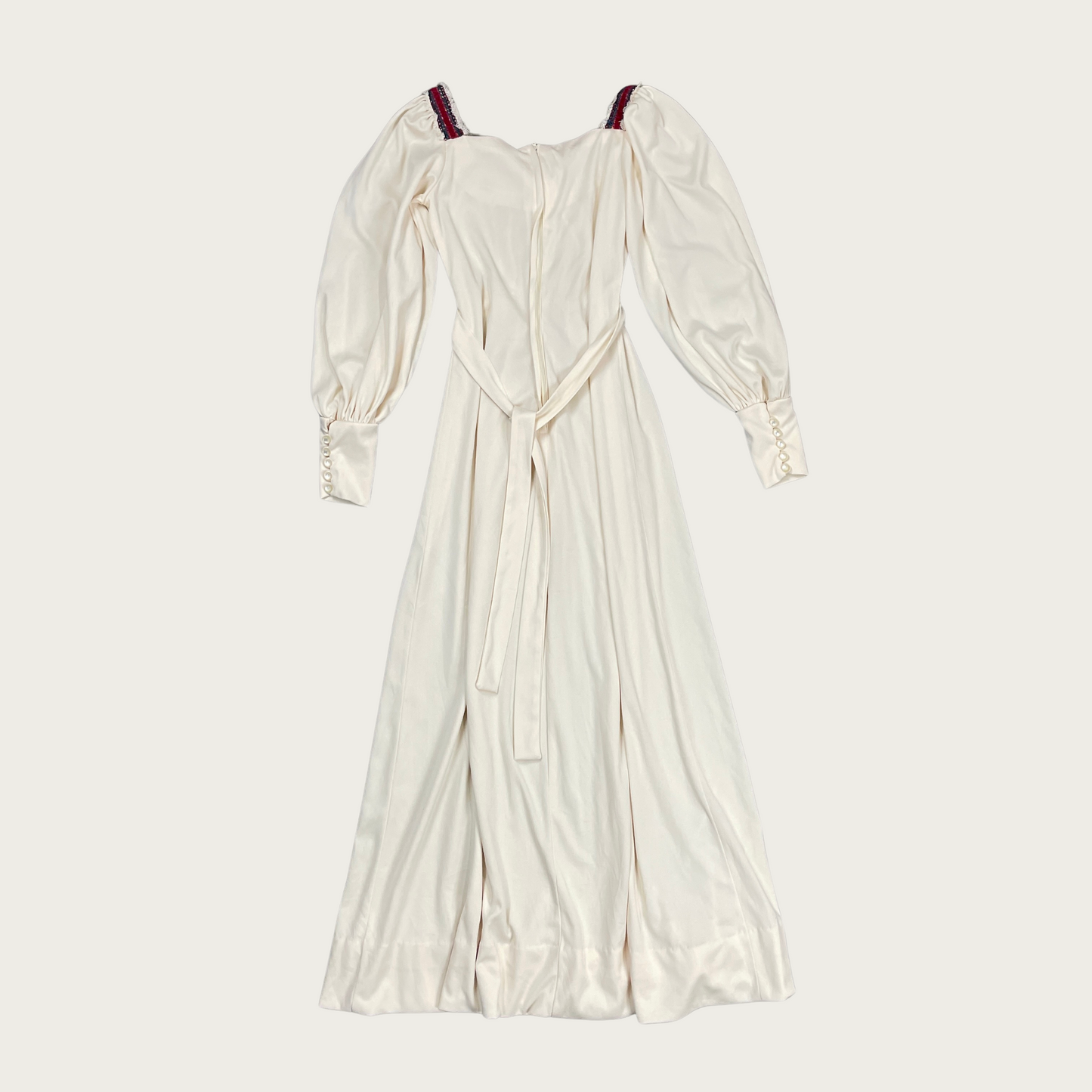 (S) 70s Embroidered Trim Maxi Dress