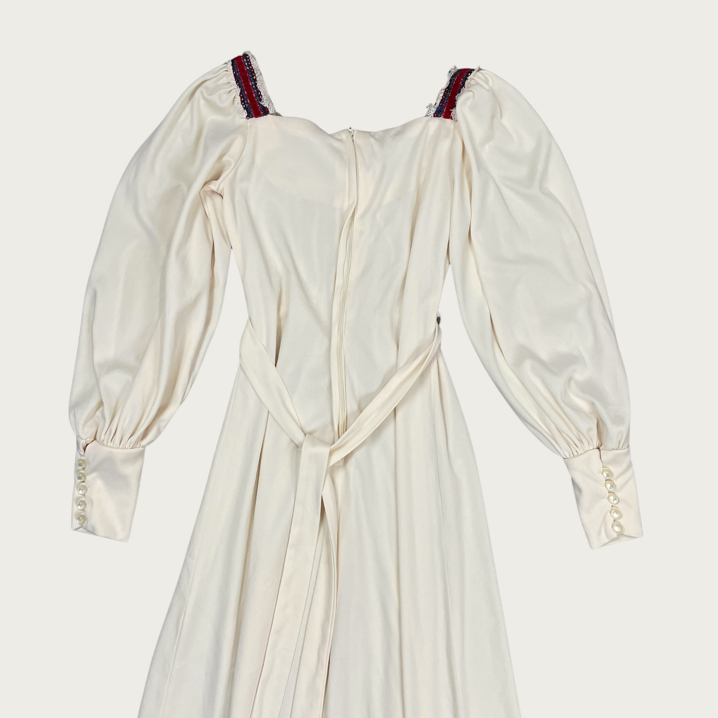 (S) 70s Embroidered Trim Maxi Dress