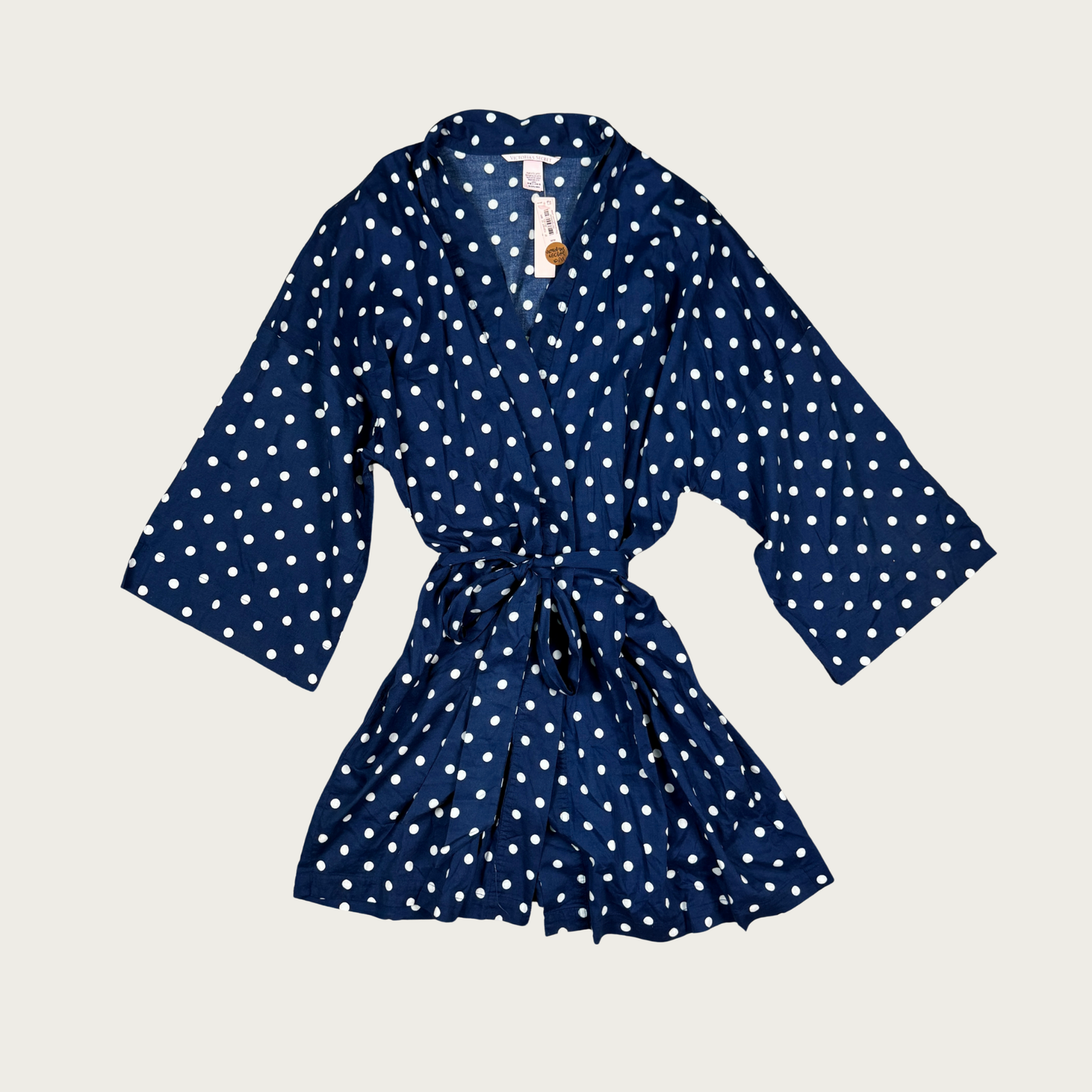 (M) Victoria's Secret Navy/White Polka Dot Robe NWT
