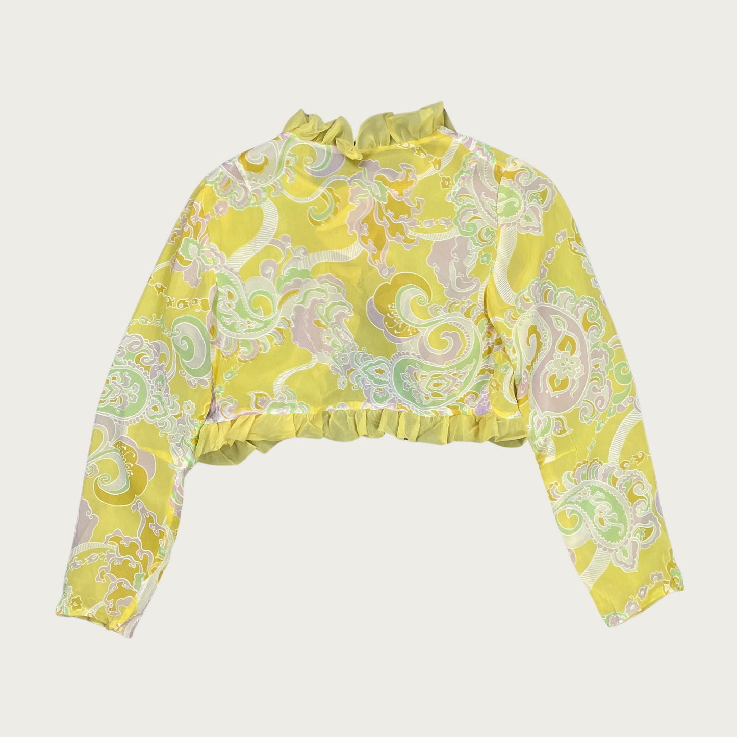 (M) Yellow Floral Cropped Layering Blouse