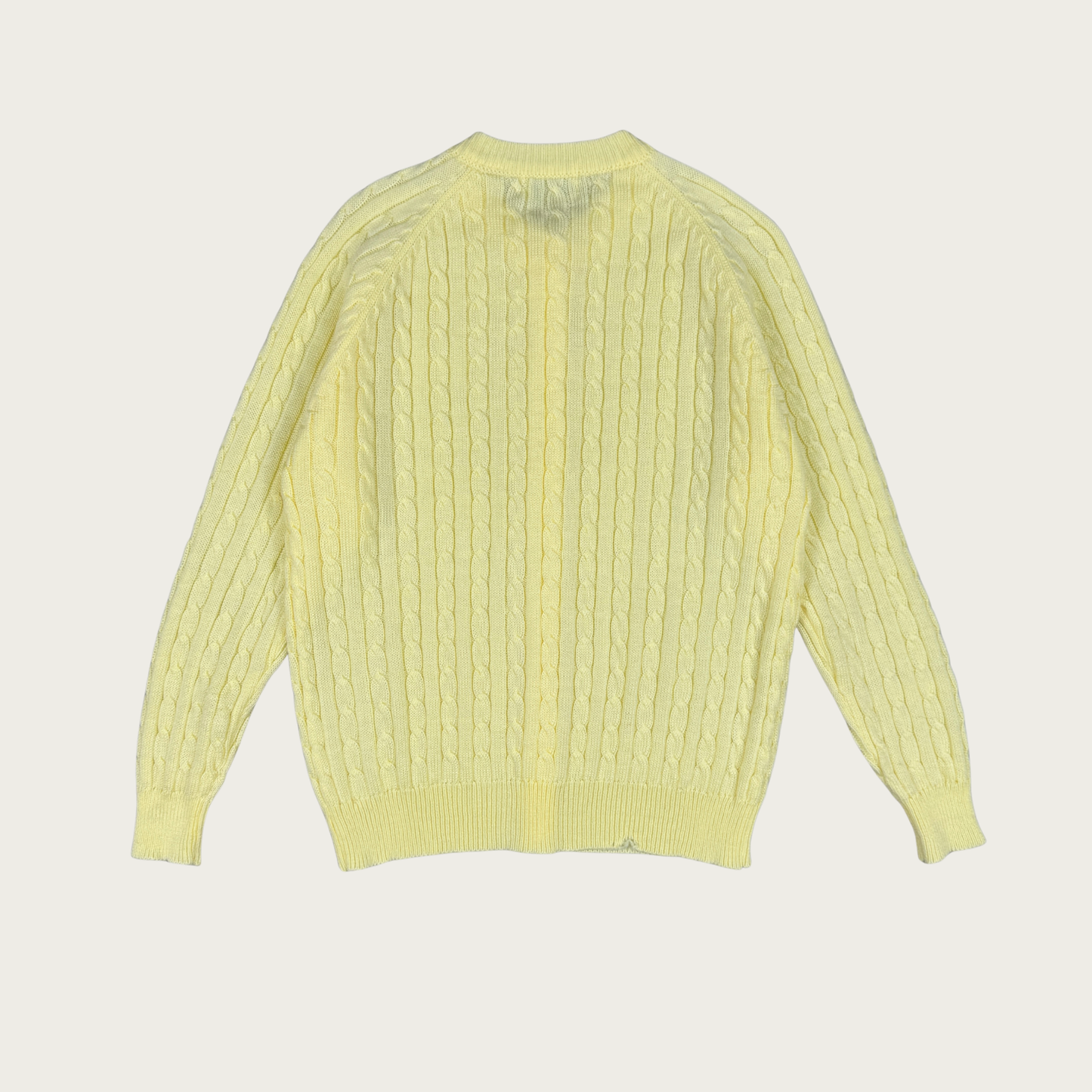 (L) 80s/90s Light Yellow Cable Knit Cardigan