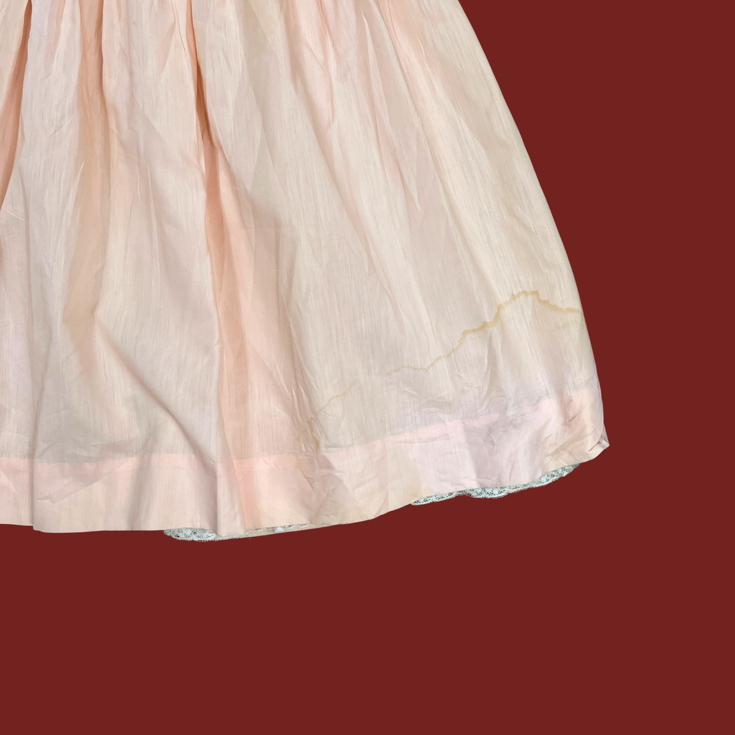 (S) Baby Pink Lace Trim Collared Mini Dress