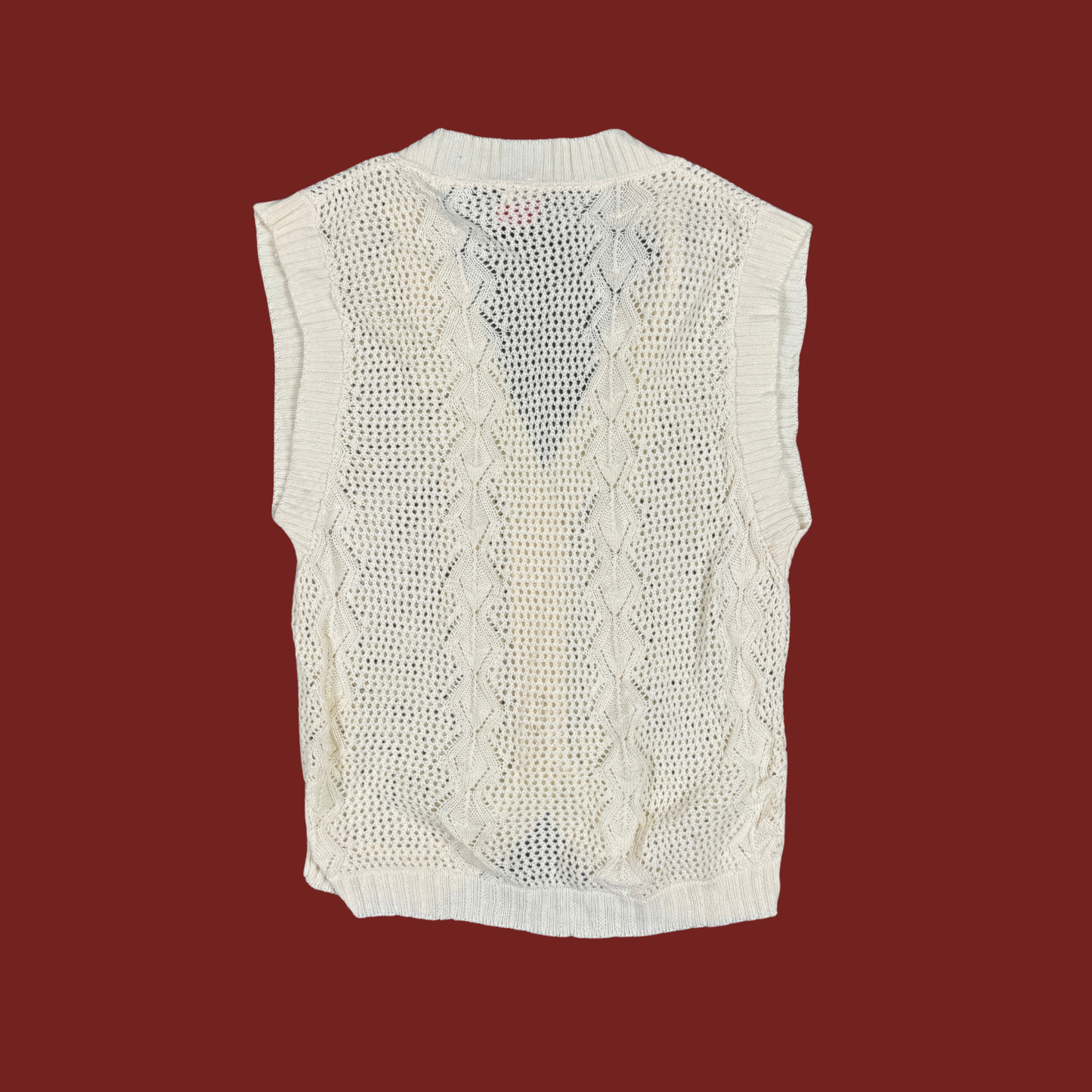 (XS/S) 70s/80s Cream Knit Vest Top