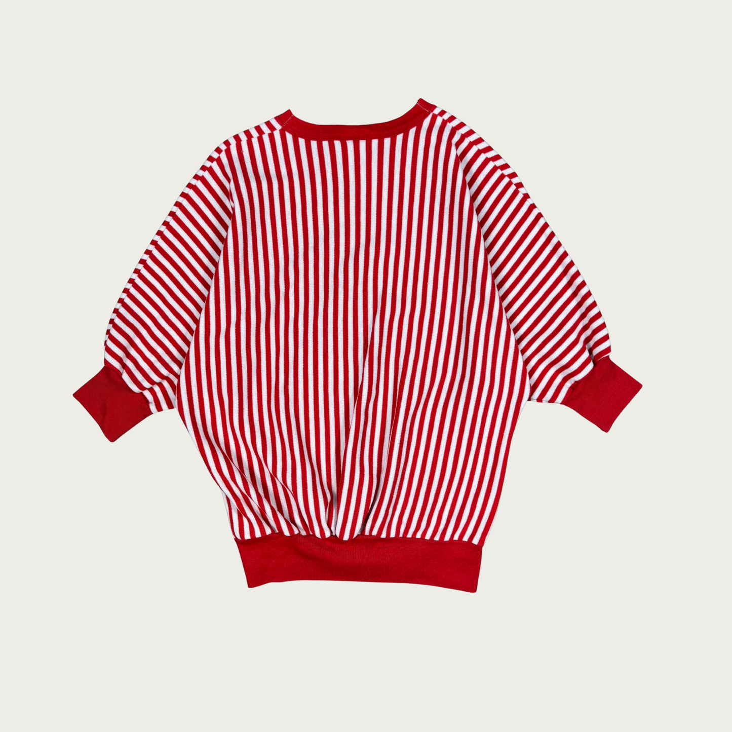 (S) 80s Red/White Striped Dolman Top