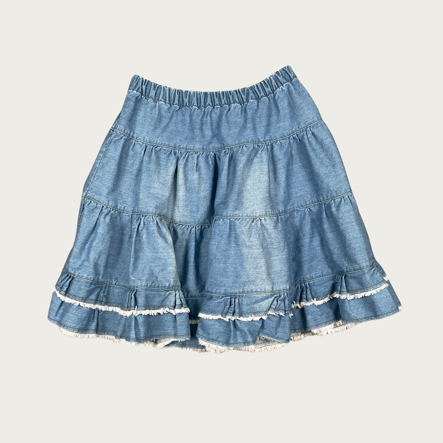 (M) Denim Tiered Circle Skirt