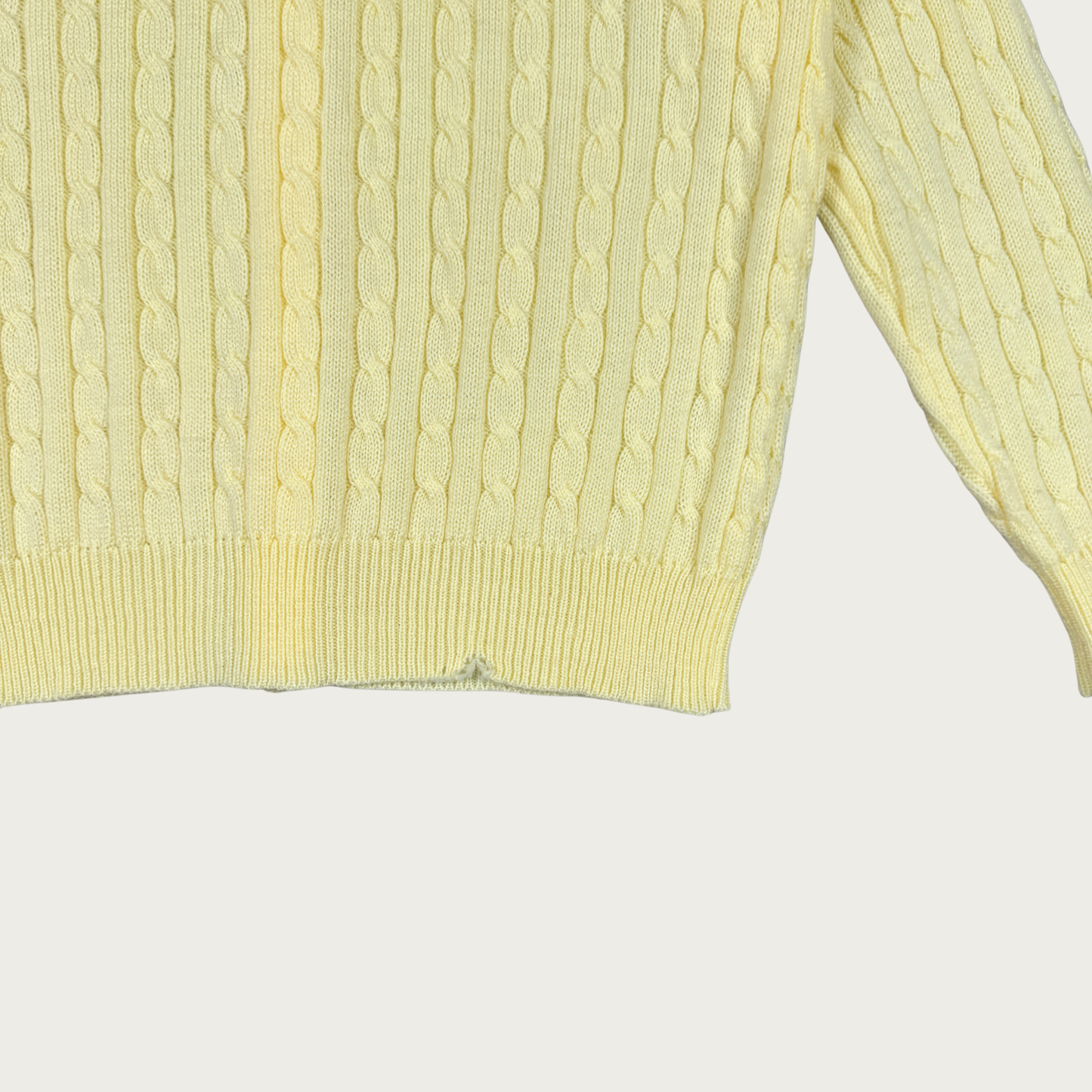 (L) 80s/90s Light Yellow Cable Knit Cardigan