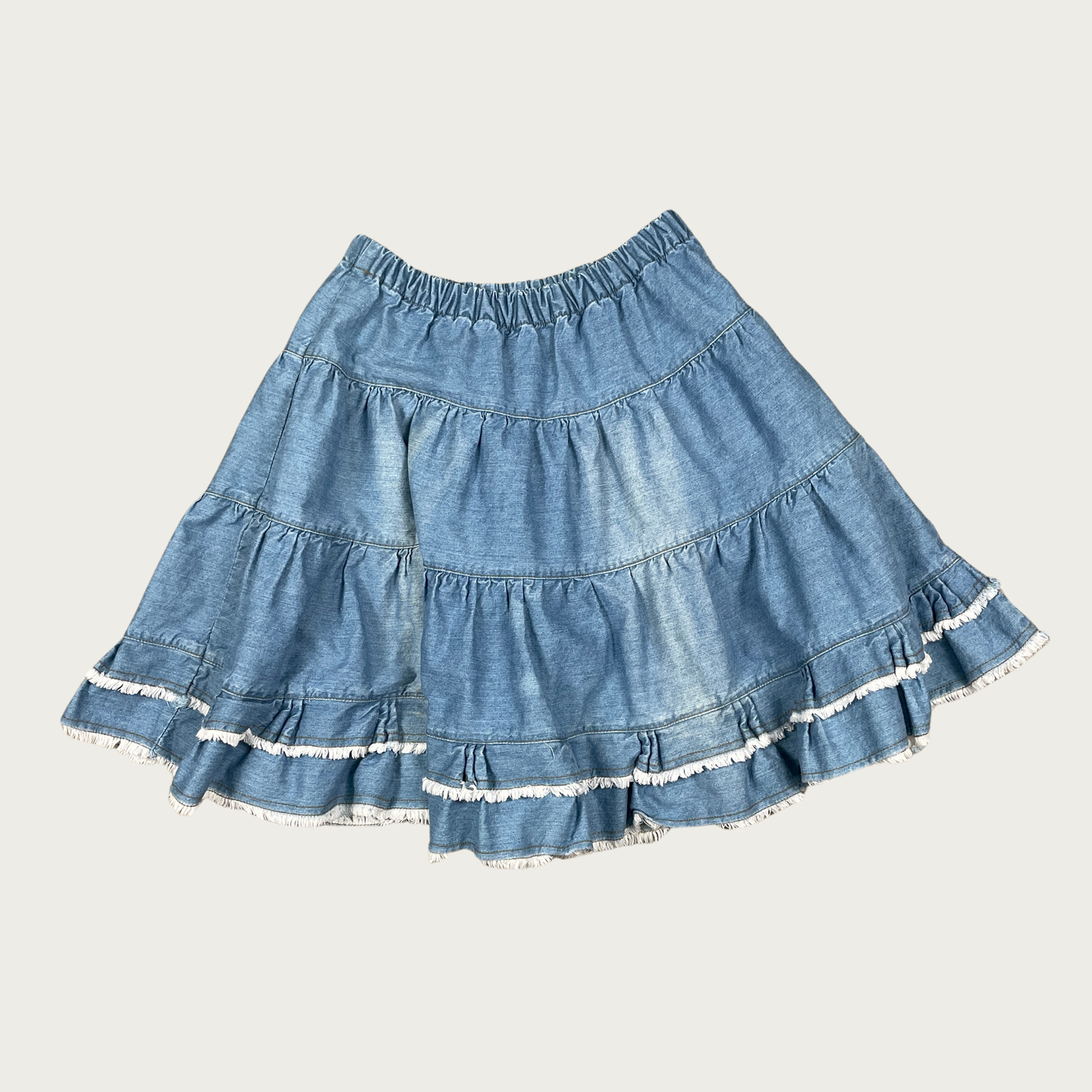 (M) Denim Tiered Circle Skirt
