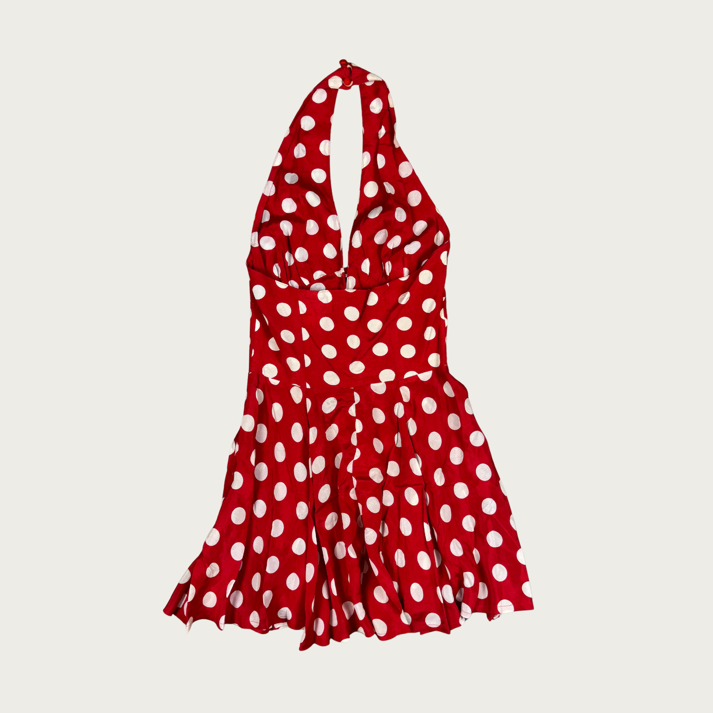 (S) 80s/90s Red/White Polka Dot Halter Dress