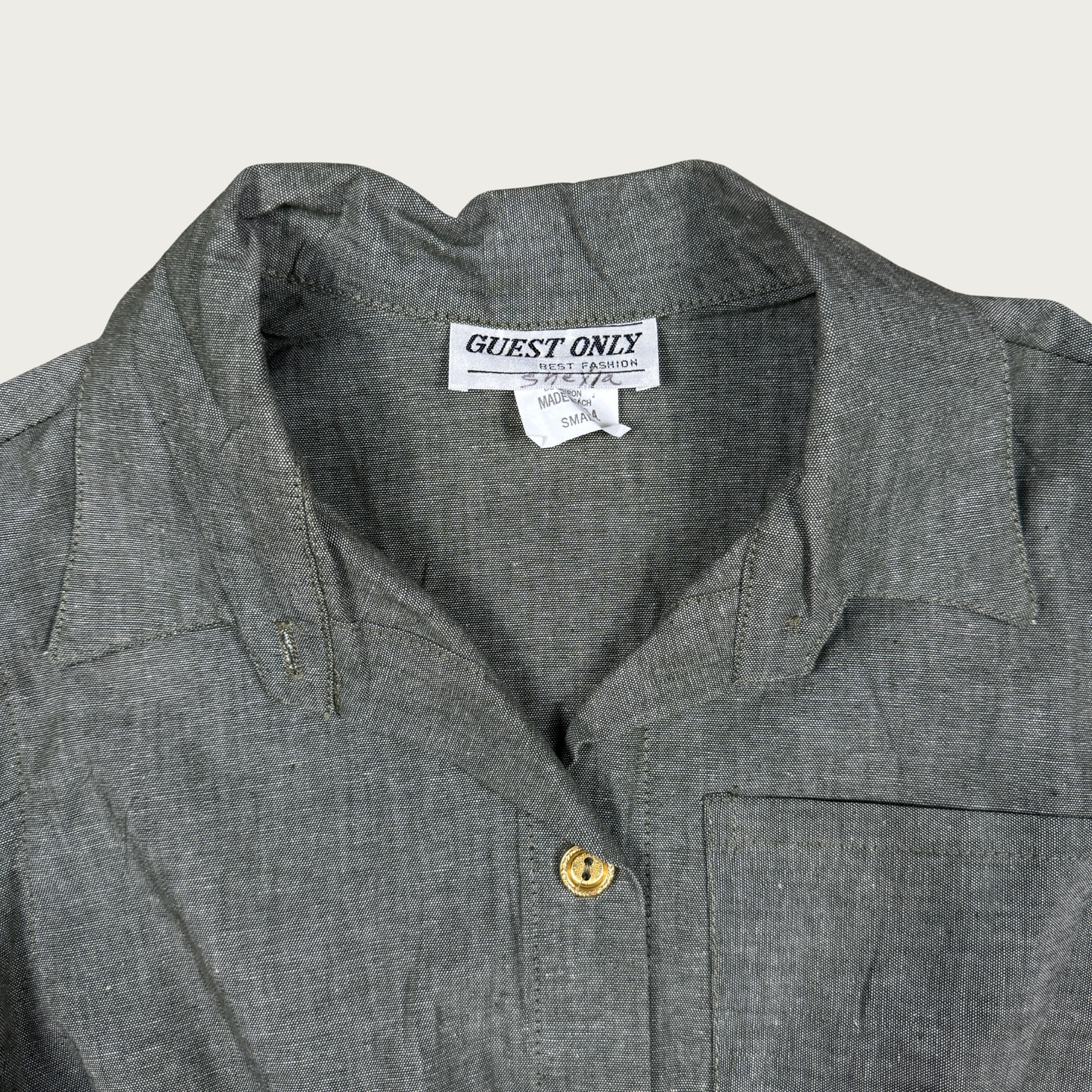 (S) 90s Green Cropped Blouse