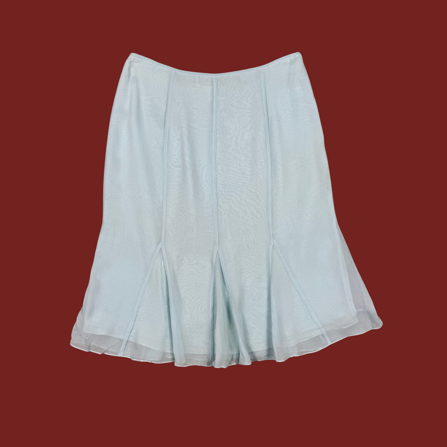 (28") 90s/Y2K Light Blue Silk Midi Skirt