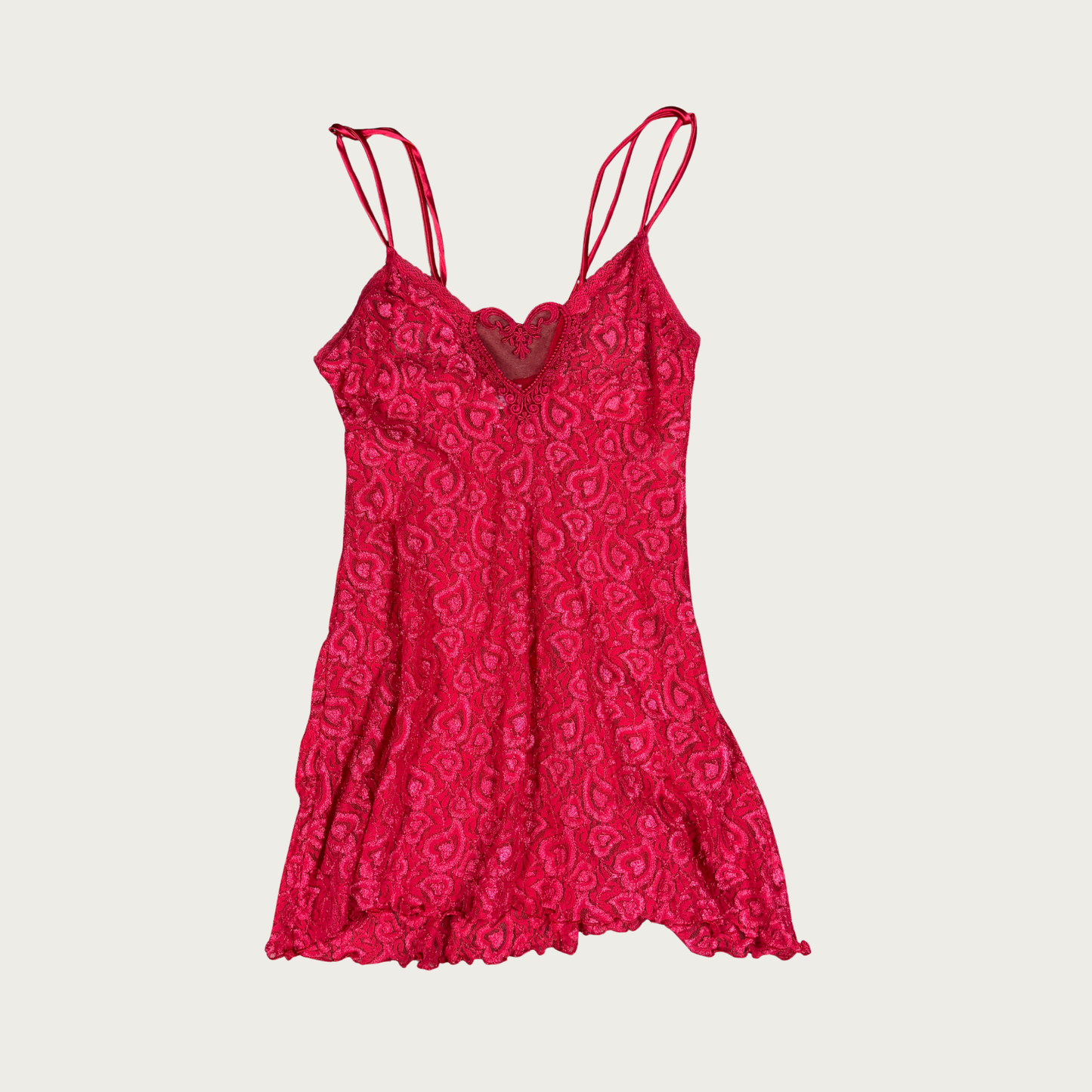 (S) 80s/90s Vintage Red Lace Slip Dress