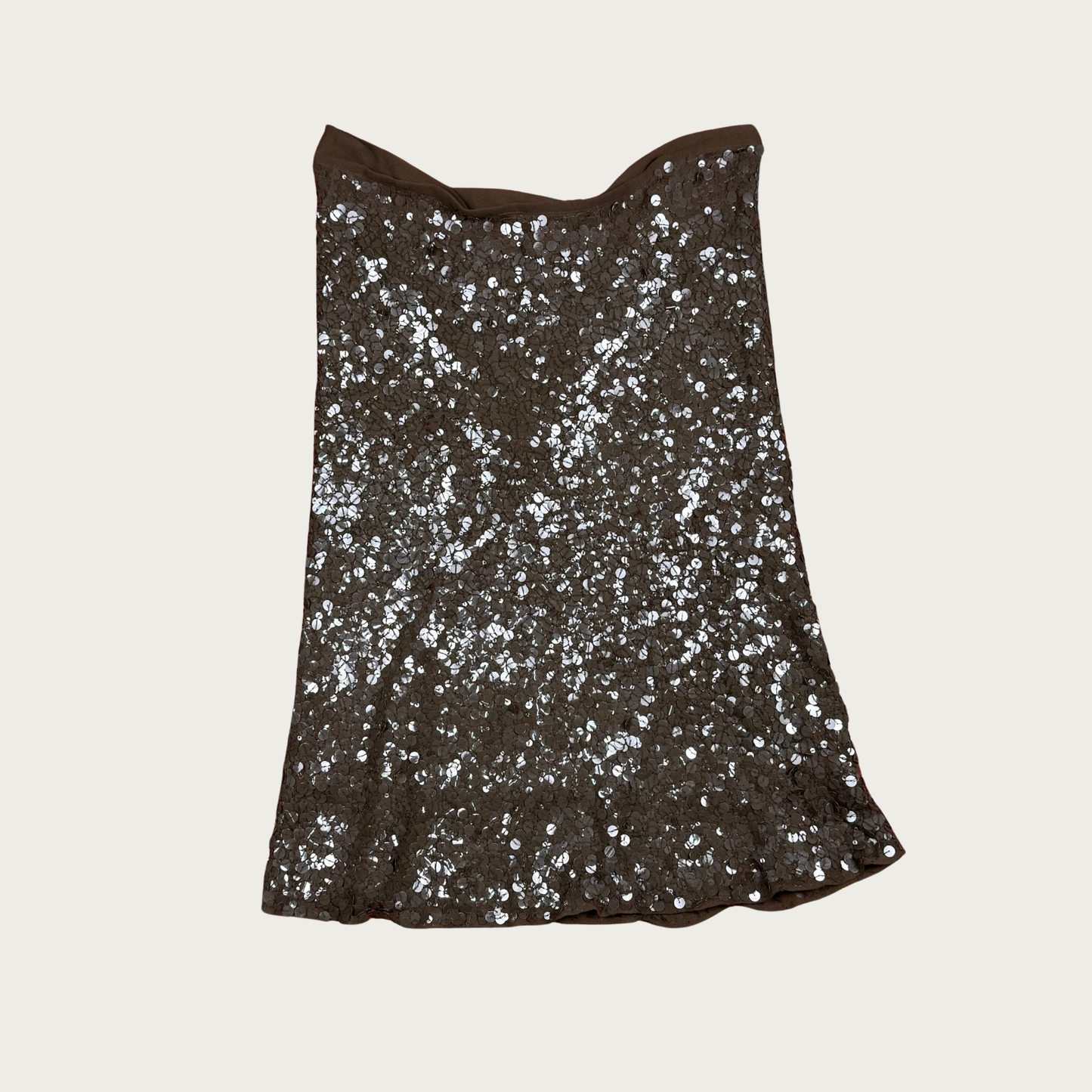 (36") 90s/Y2K Brown Sequin Midi Skirt