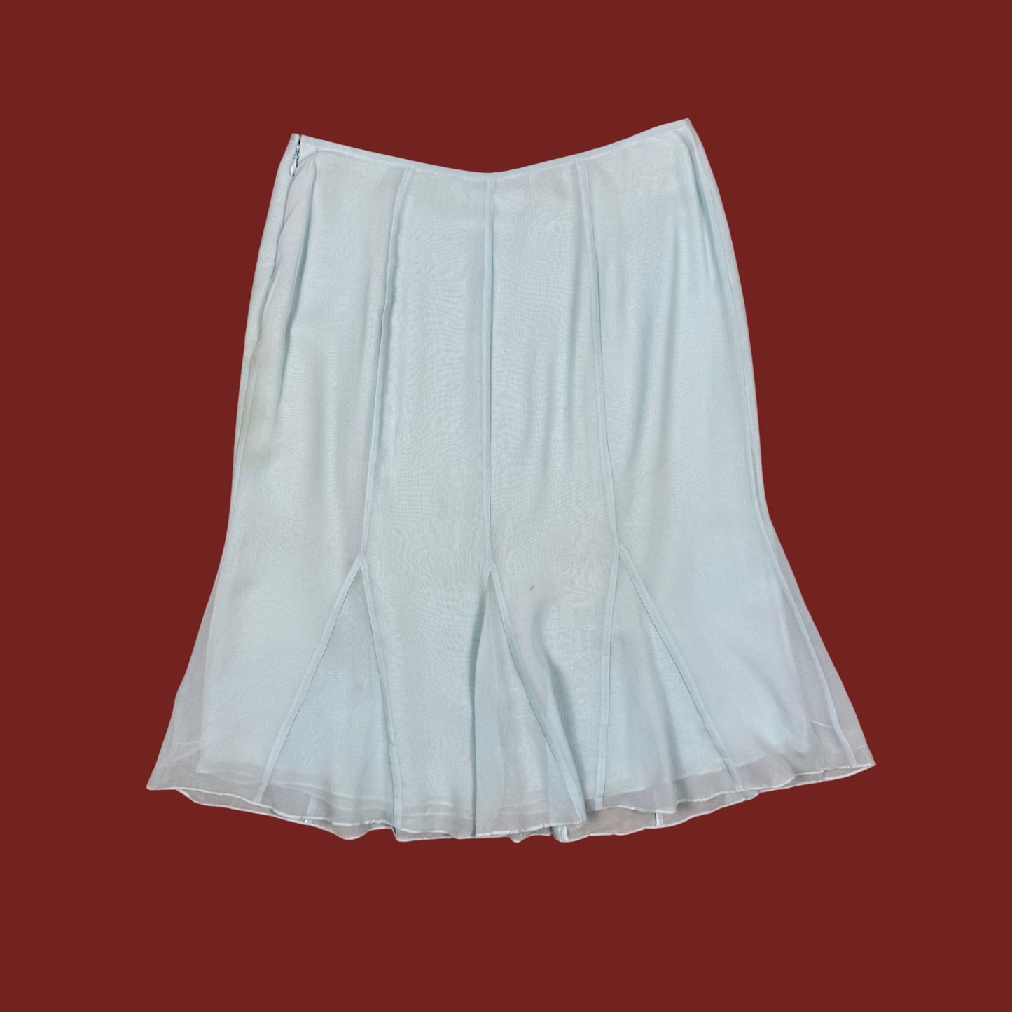 (28") 90s/Y2K Light Blue Silk Midi Skirt