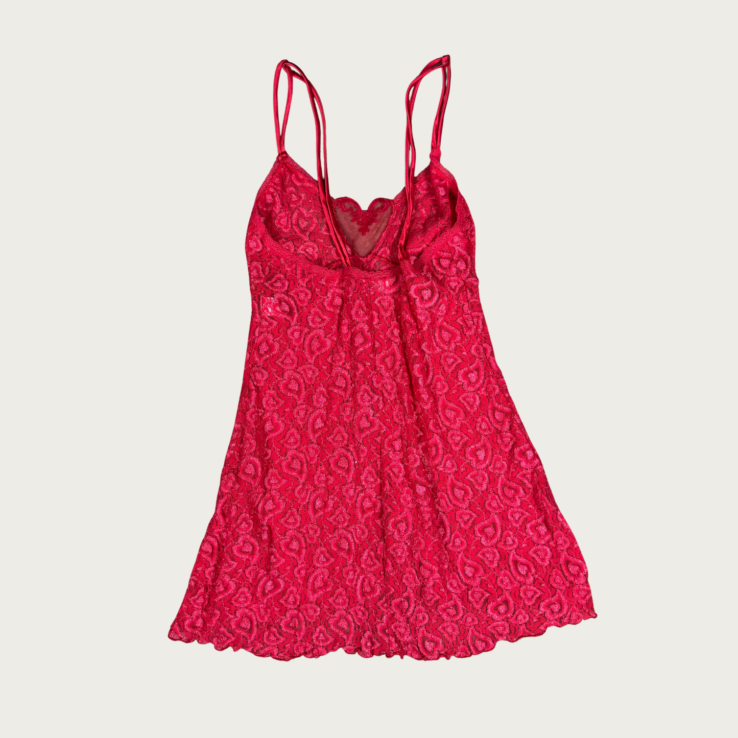 (S) 80s/90s Vintage Red Lace Slip Dress