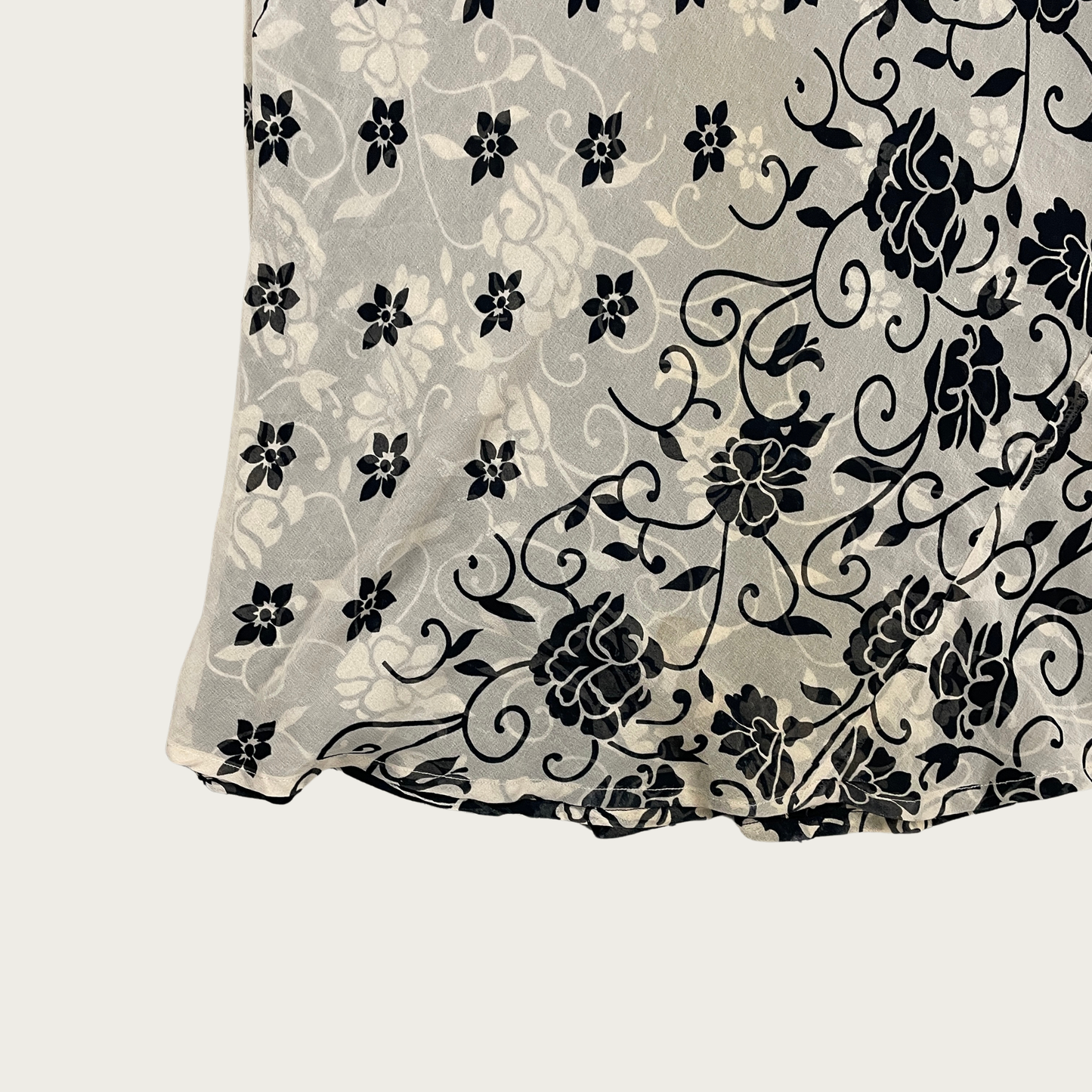 (XS/S) Reversible Black and Beige Floral Maxi Dress