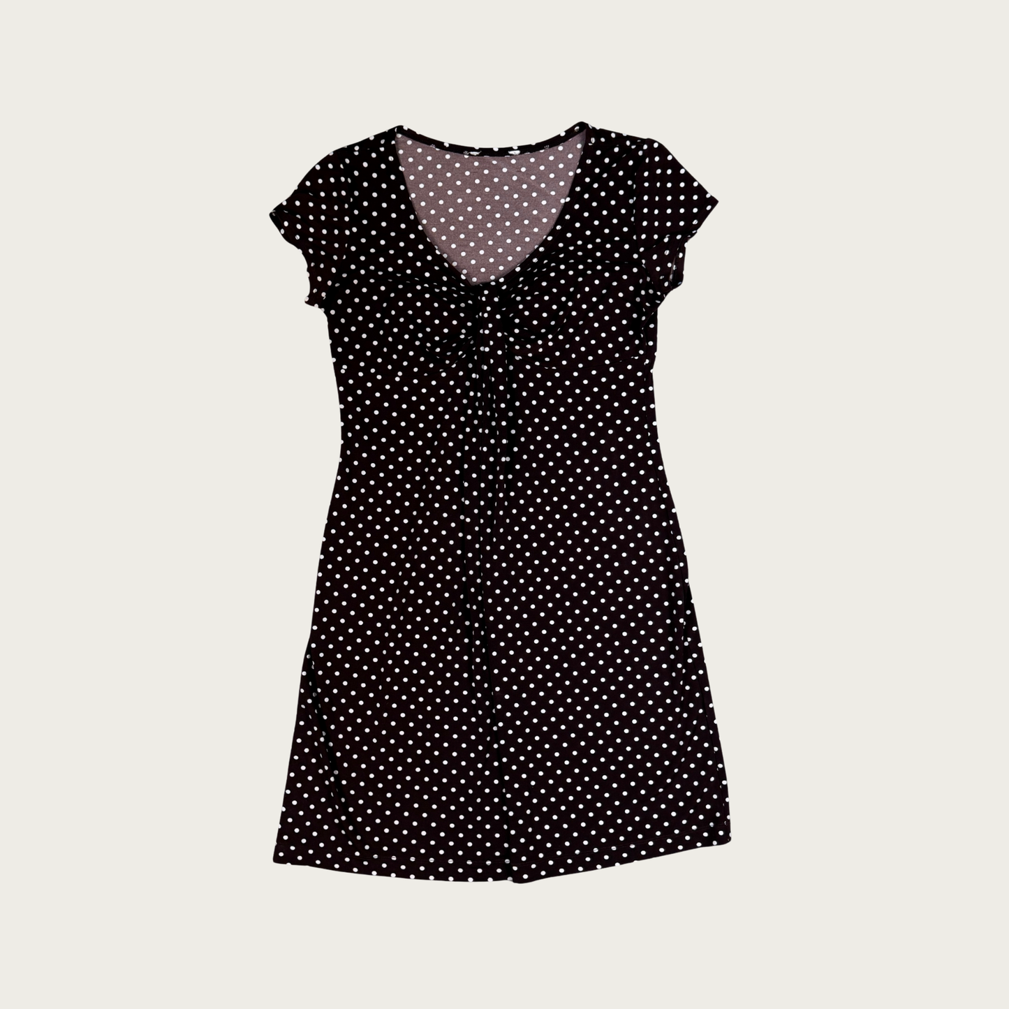 (L) Brown/White Polka Dot Midi Dress
