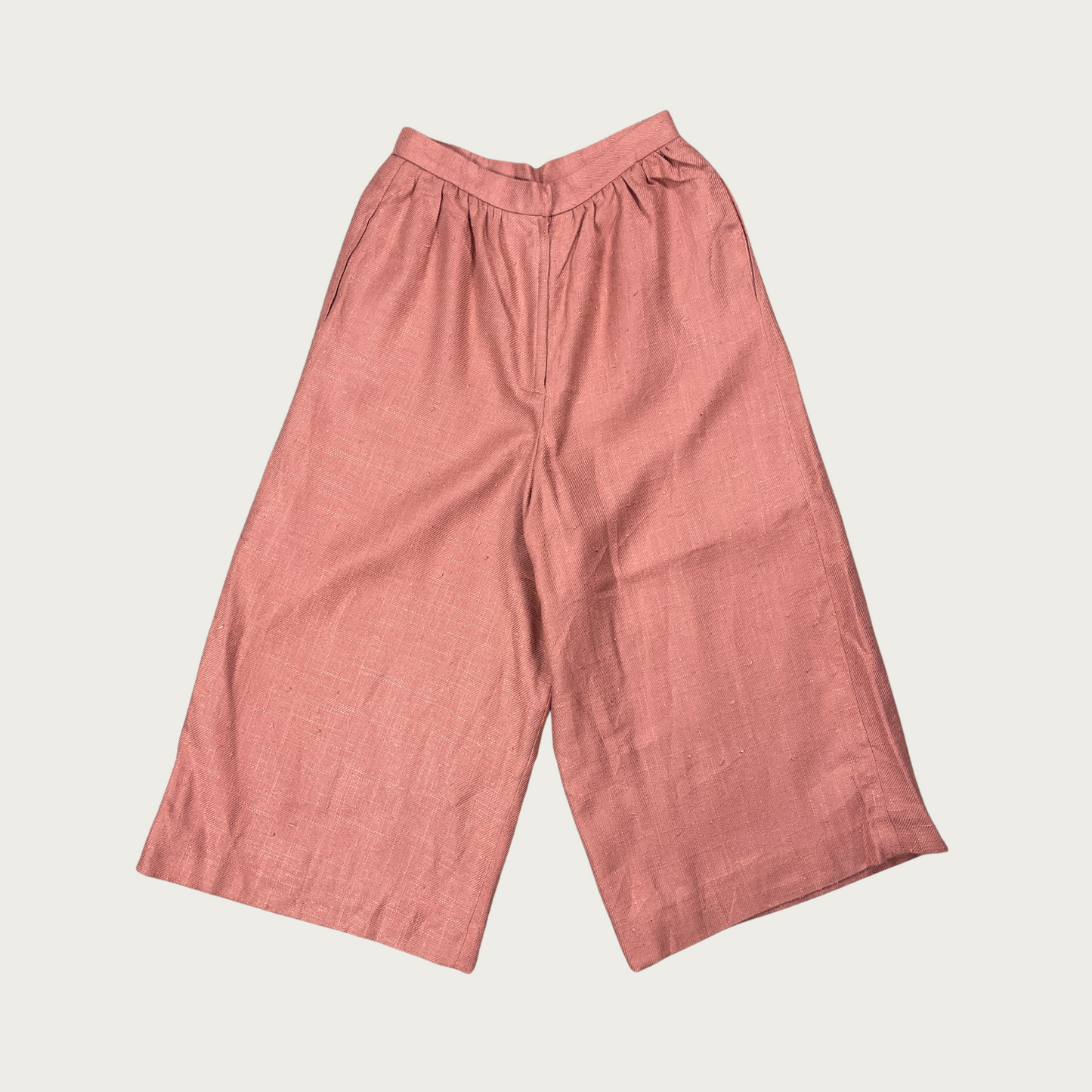 (25") Terracotta Woven Textured Culottes