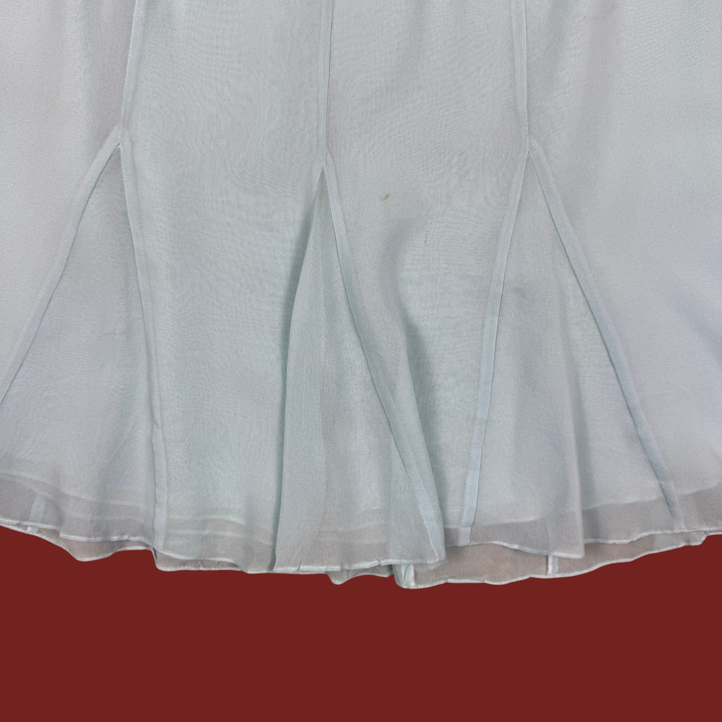 (28") 90s/Y2K Light Blue Silk Midi Skirt