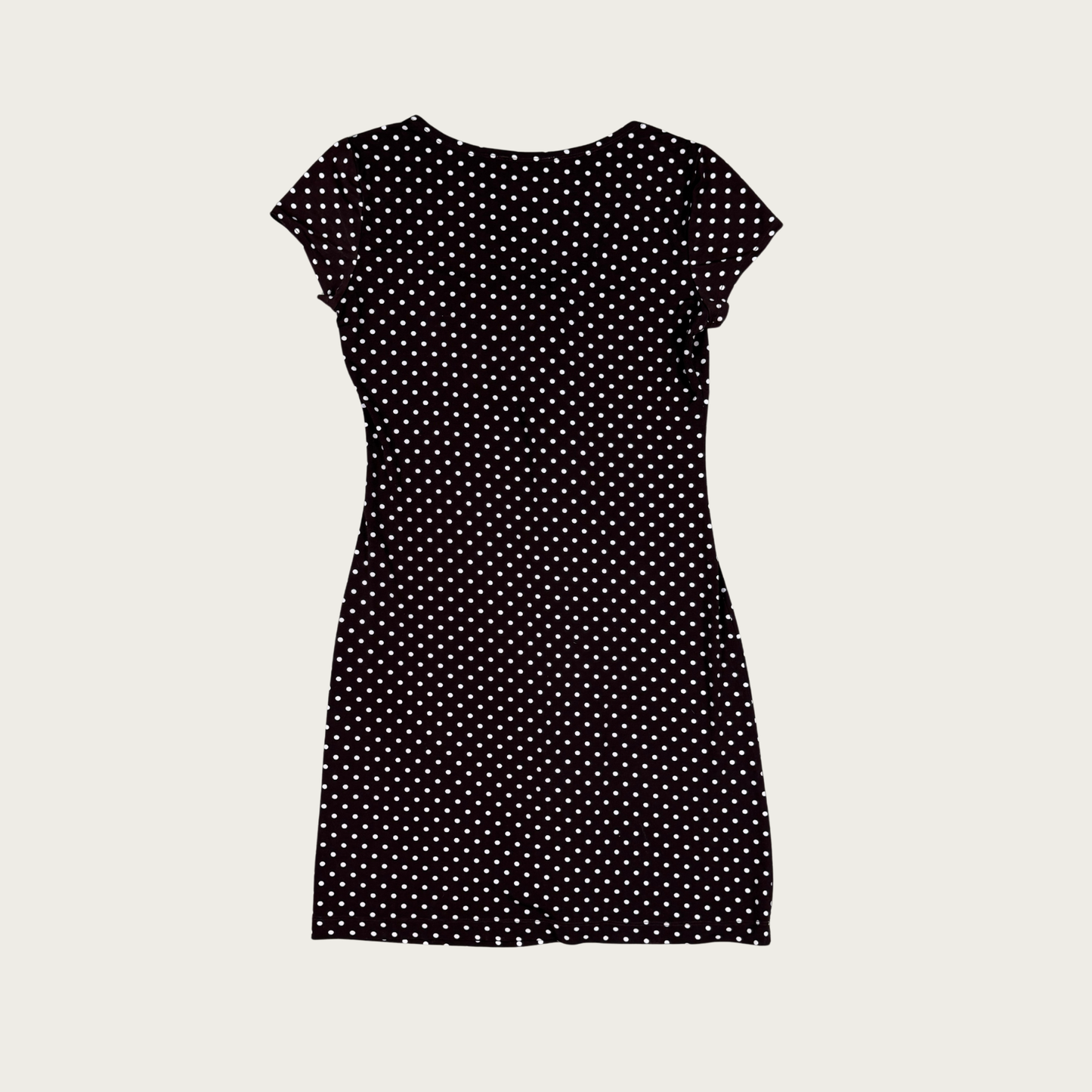 (L) Brown/White Polka Dot Midi Dress