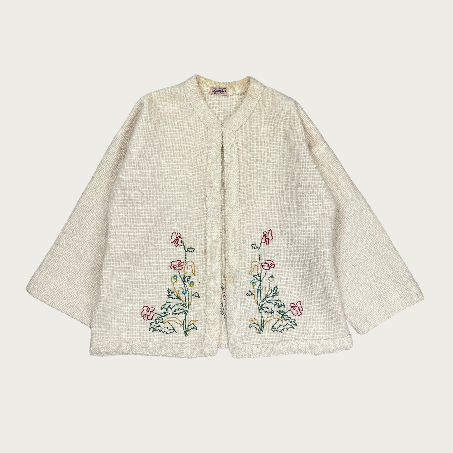(L) Handmade Floral Embroidered Knit Cardigan