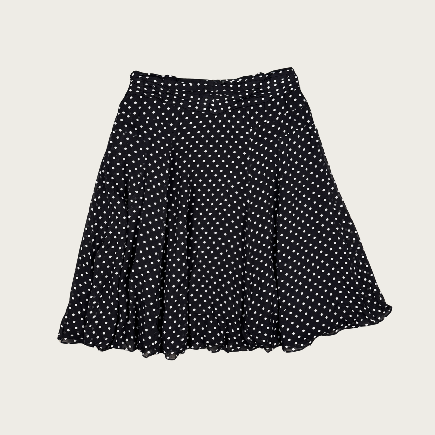 (32") Black/White Polka Dot Silk Midi Skirt