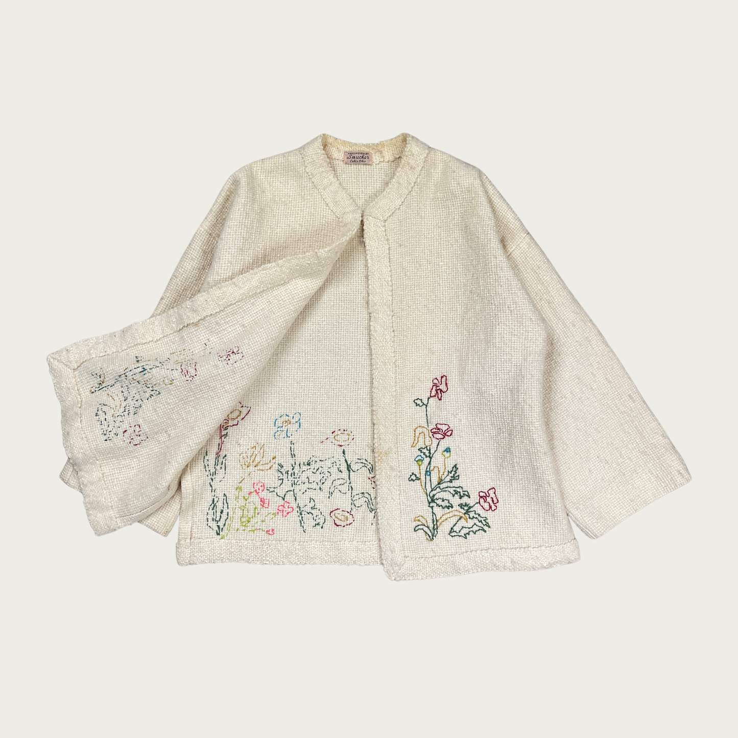 (L) Handmade Floral Embroidered Knit Cardigan