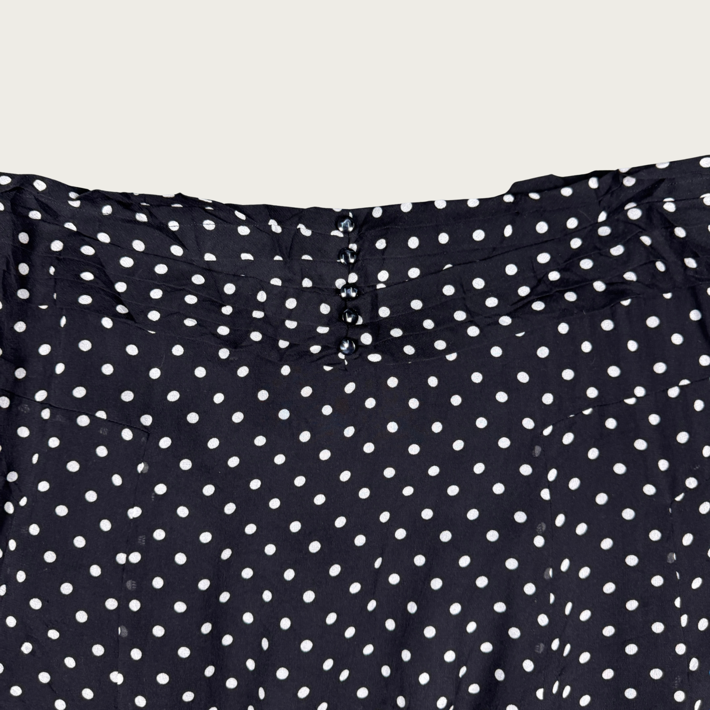(32") Black/White Polka Dot Silk Midi Skirt