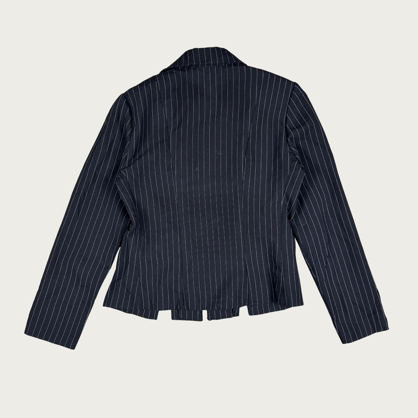 (S/M) Y2K Black Pinstripe Buckle Jacket