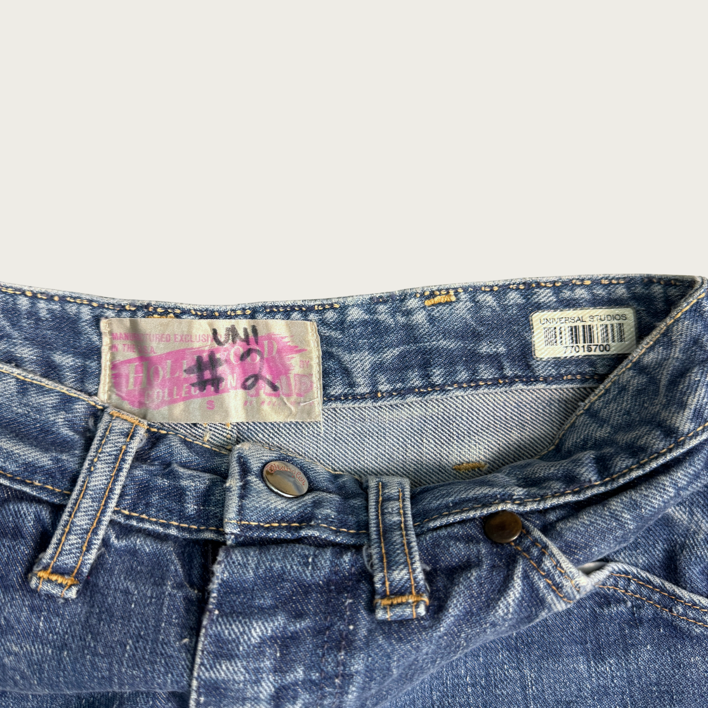 (26") Reworked Vintage Mesh Jersey Denim Skirt