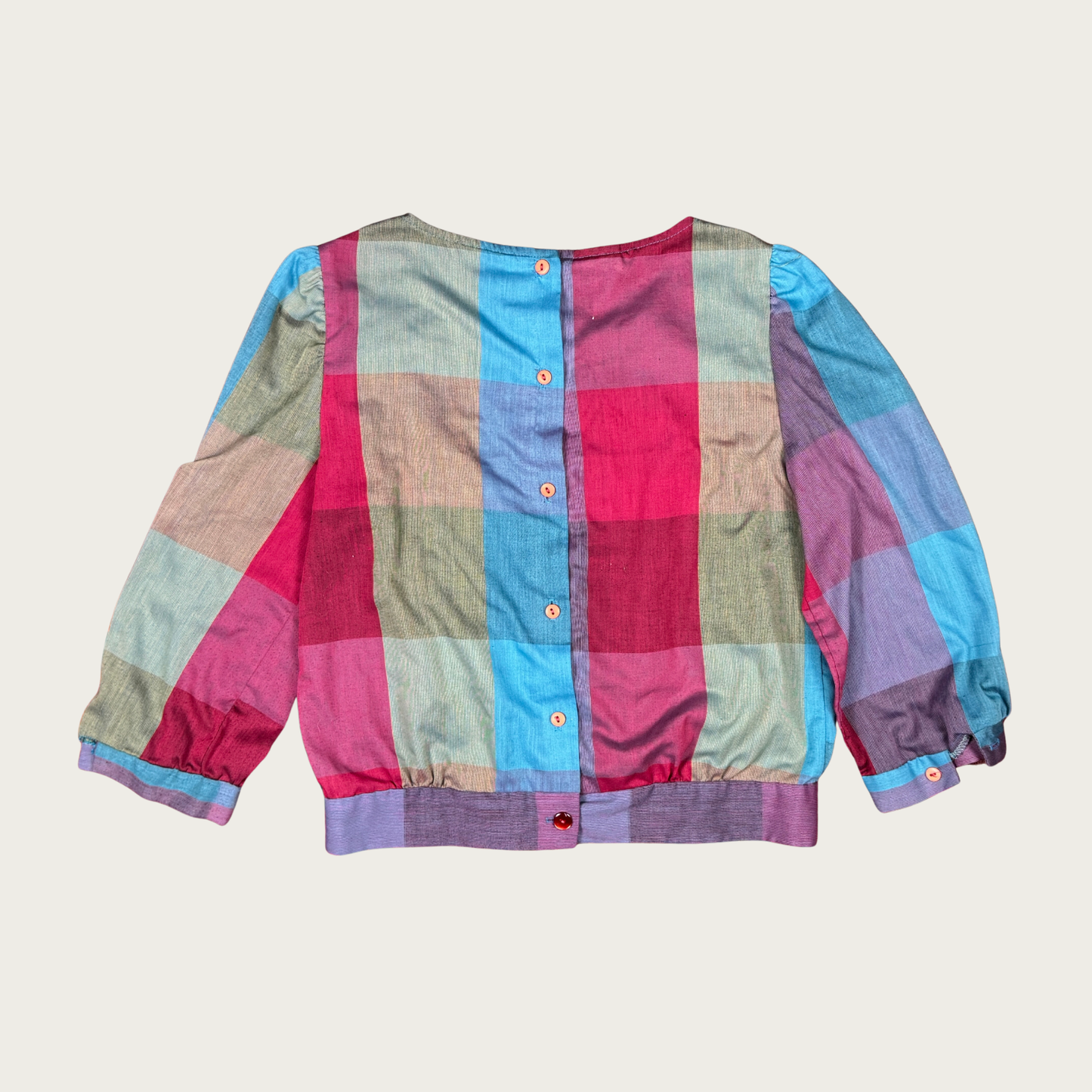 (M/L) 70s/80s Multicolor Plaid Blouse