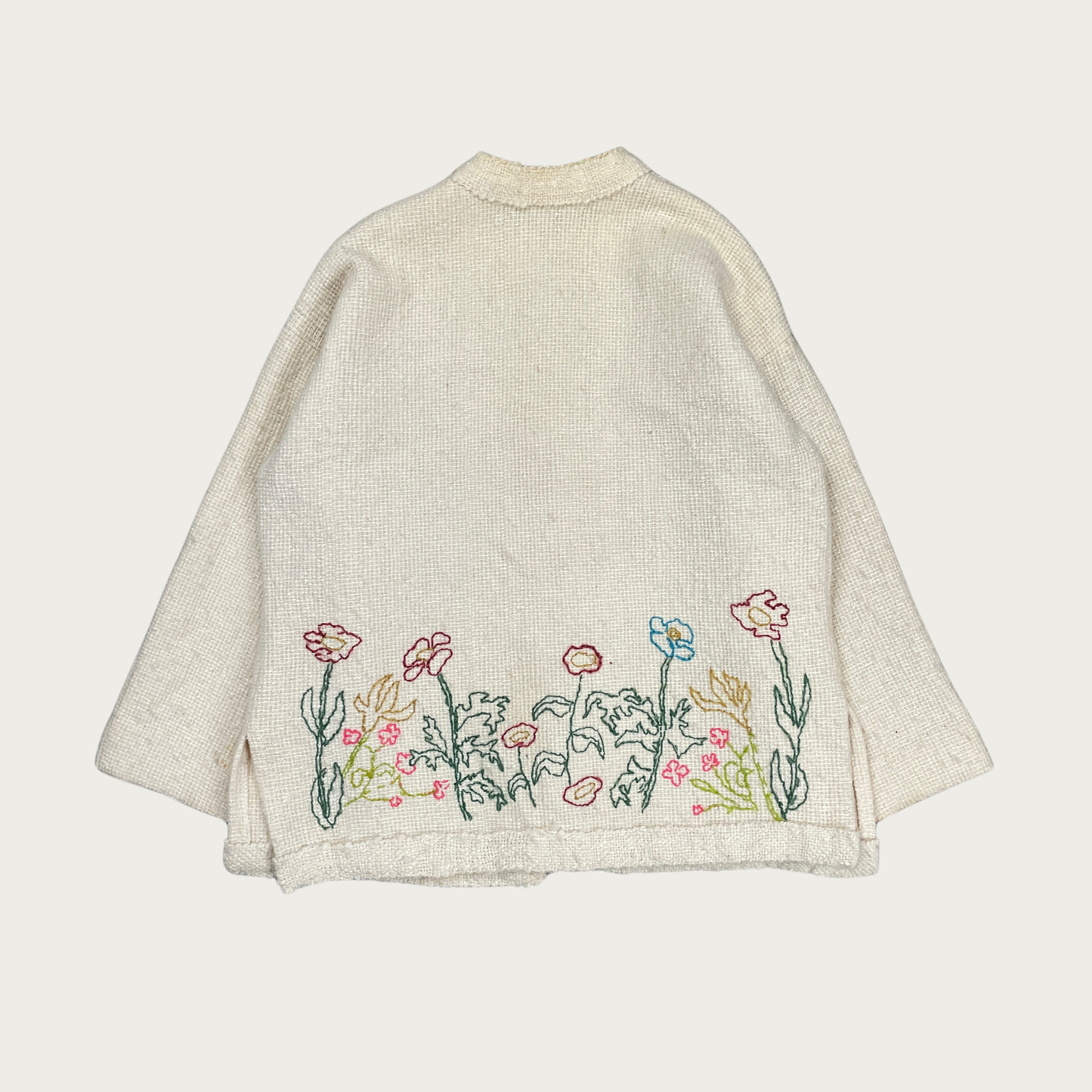 (L) Handmade Floral Embroidered Knit Cardigan