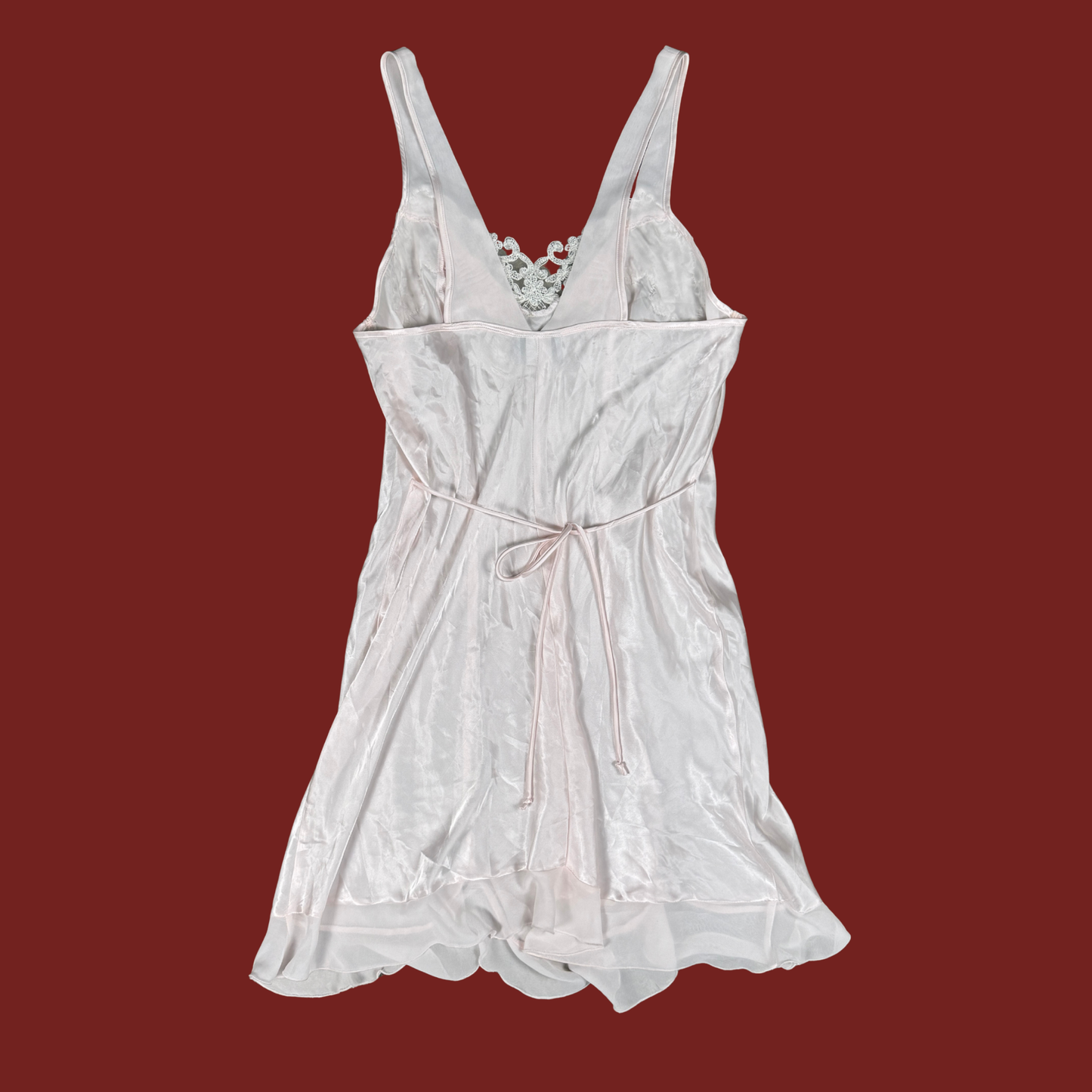 (M) 80s/90s Vintage Baby Pink Beaded Slip Dress