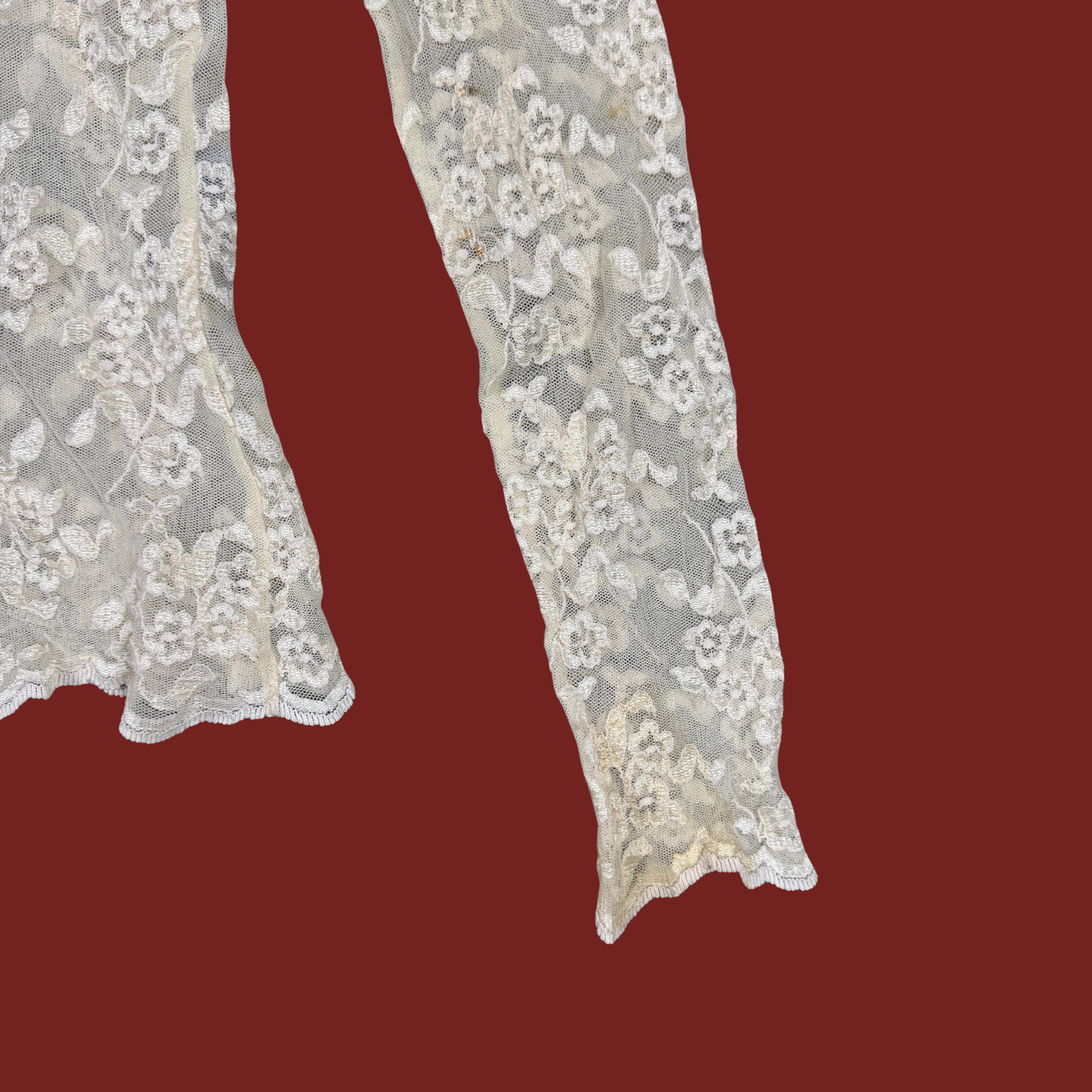 (XS) Cream Lace Long Sleeve Top