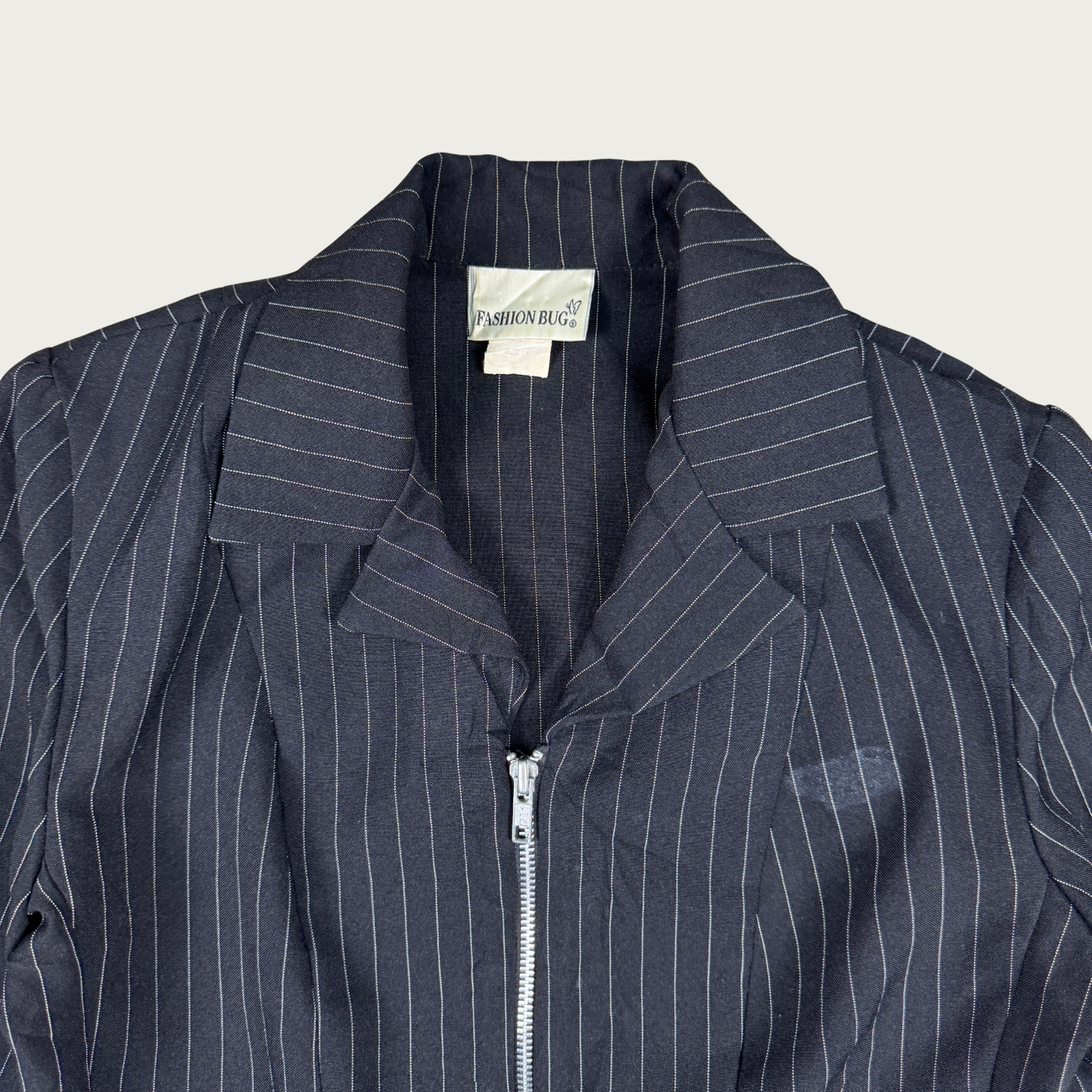 (S/M) Y2K Black Pinstripe Buckle Jacket