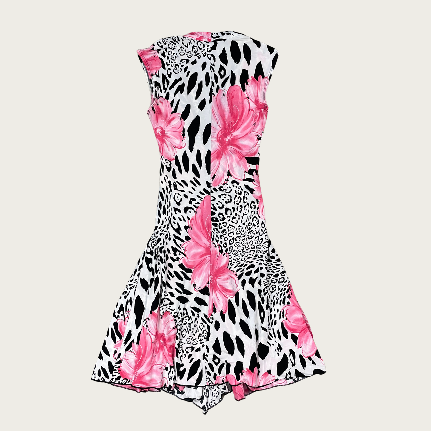 (XS/S) Y2K Pink Floral Animal Print Midi Dress