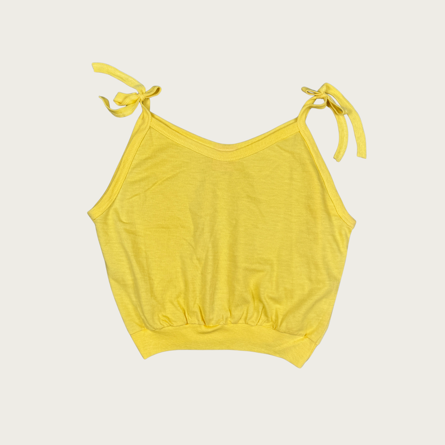 (M/L) 80s Yellow Tie Shoulder Tank Top